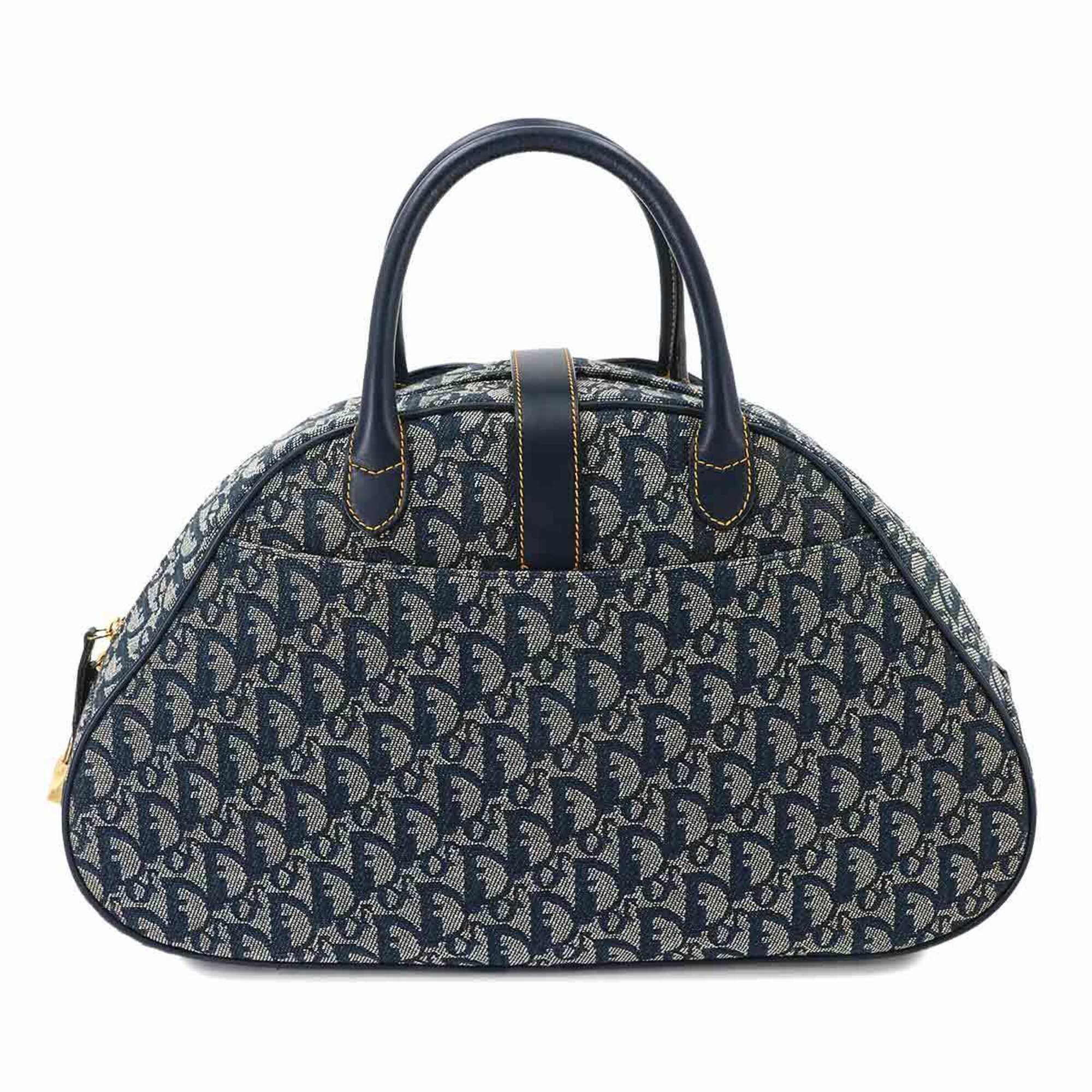 Christian Dior Trotter Navy Canvas Leather Handbag Saddle Bag (Pre-Owned)