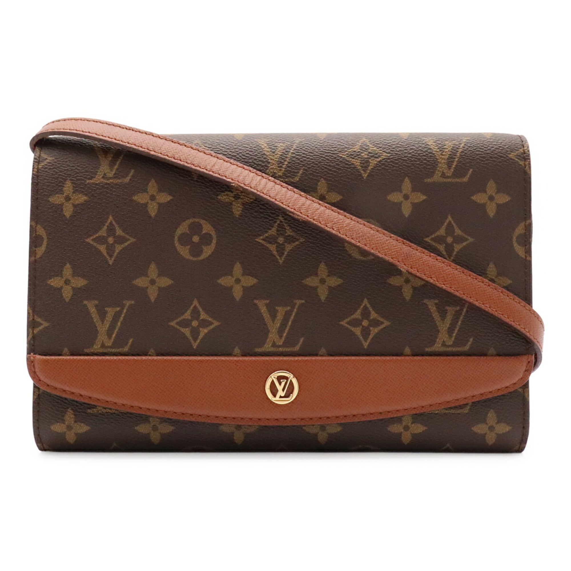 Louis Vuitton Brown Monogram Canvas Pvc Coated Canvas Clutch Bag Shoulder Bag (Pre-Owned)