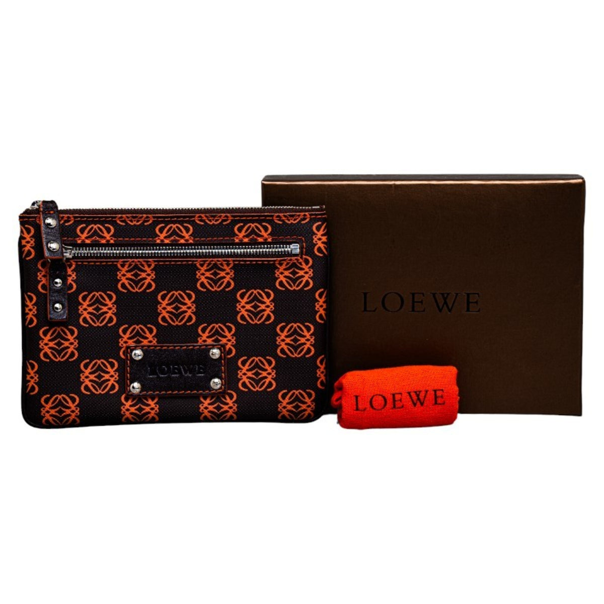 Loewe Black Orange Pvc Leather Pouch (Pre-Owned)