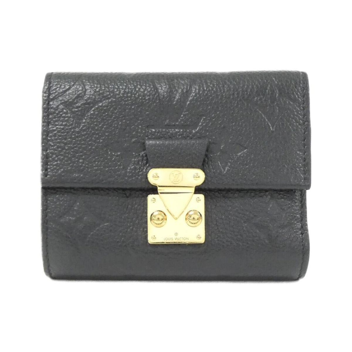 Louis Vuitton Black Leather Wallet (Tri-Fold) (Pre-Owned)