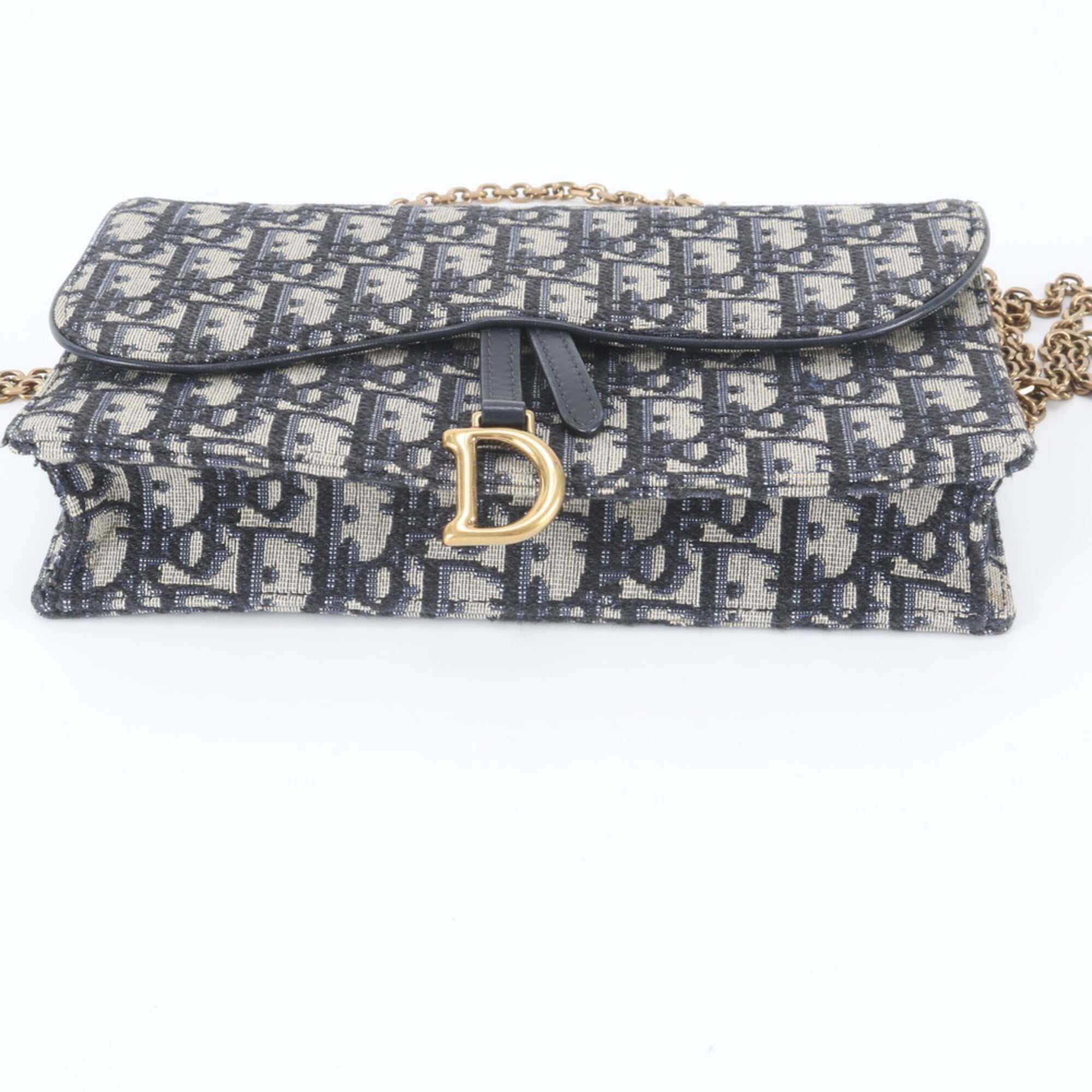 Christian Dior Navy Leather Canvas Clutch Bag Shoulder Bag (Pre-Owned)