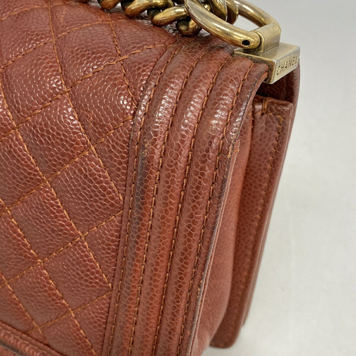 Chanel Brown Grained Calfskin Shoulder Bag (Pre-Owned)