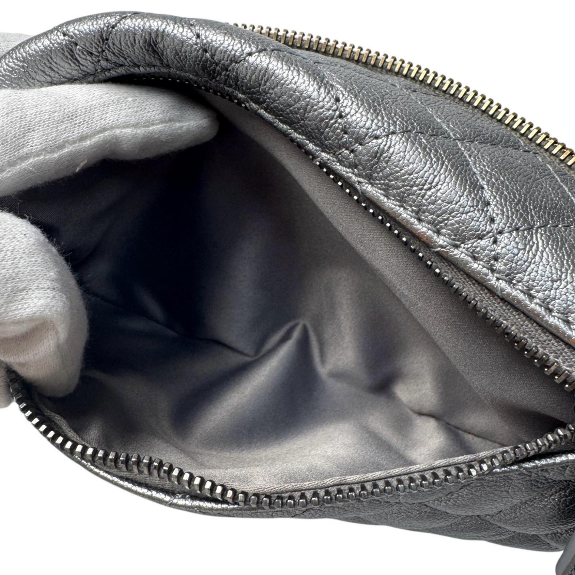 Chanel Silver Leather Fanny Pack (Pre-Owned)