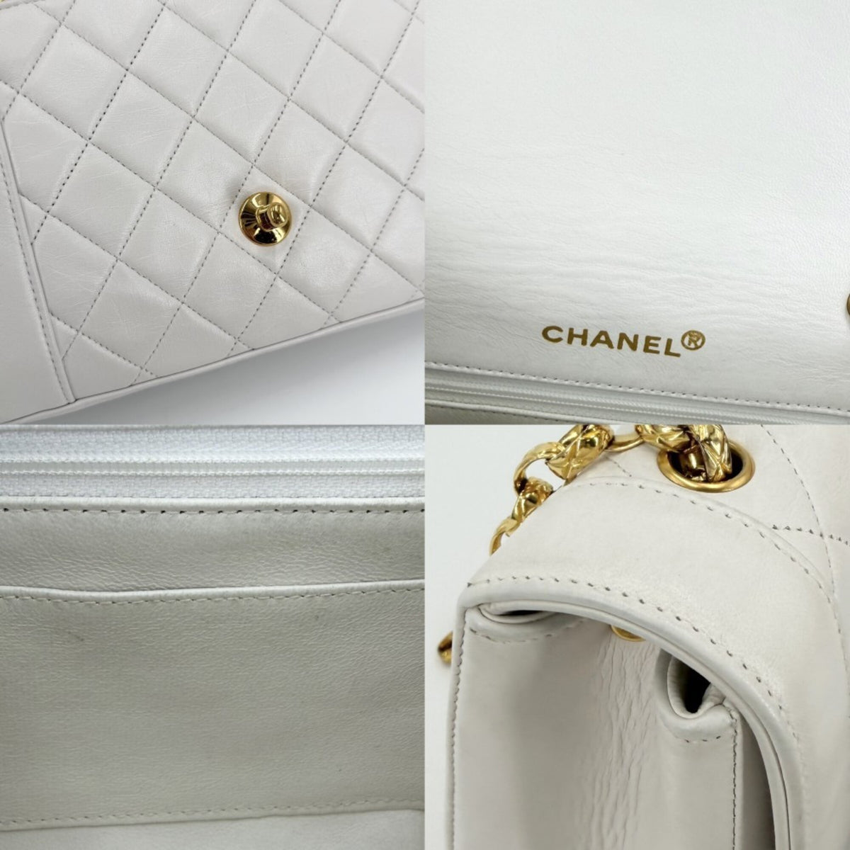 Chanel White Leather Shoulder Bag (Pre-Owned)