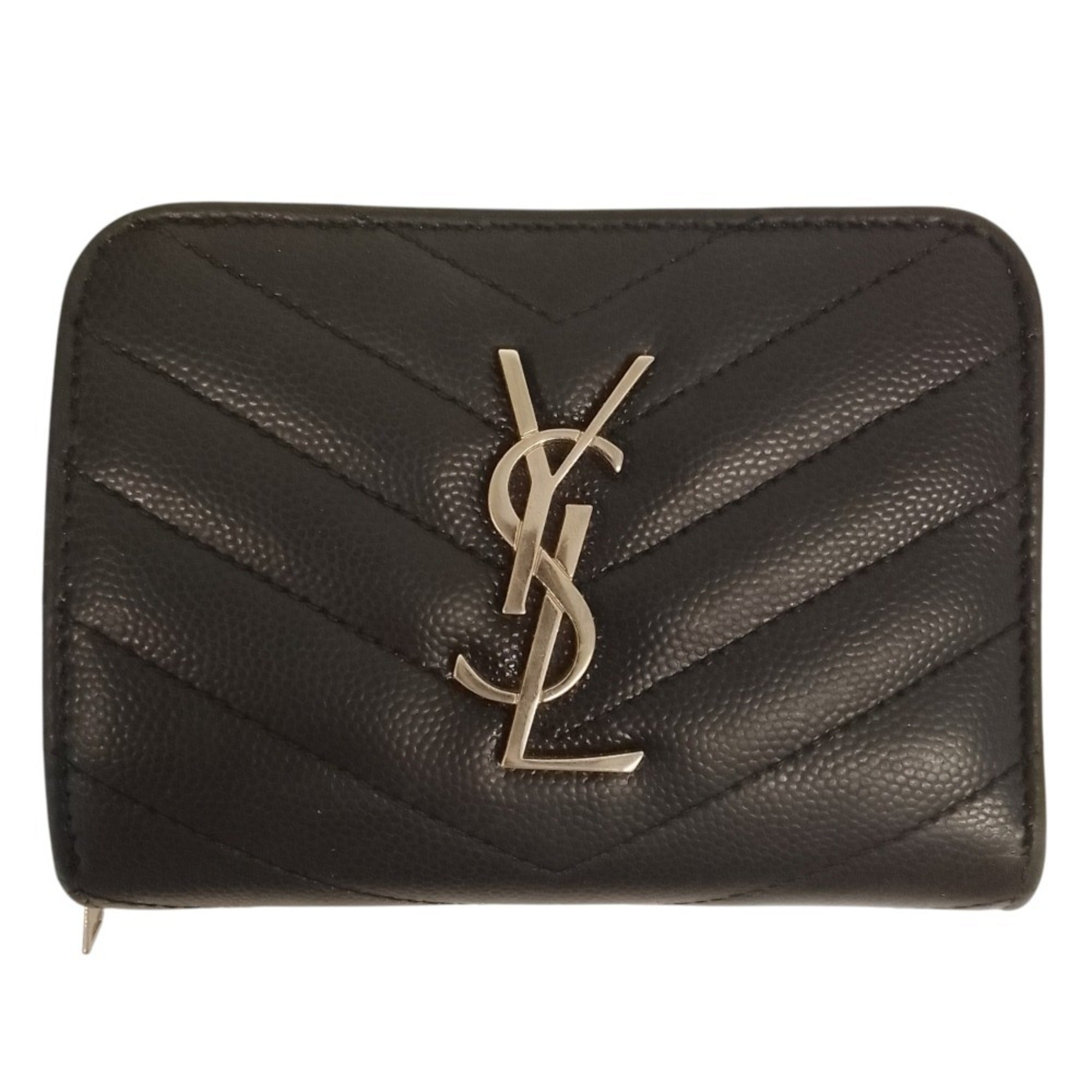 Yves Saint Laurent Black White Leather Wallet (Bi-Fold) (Pre-Owned)