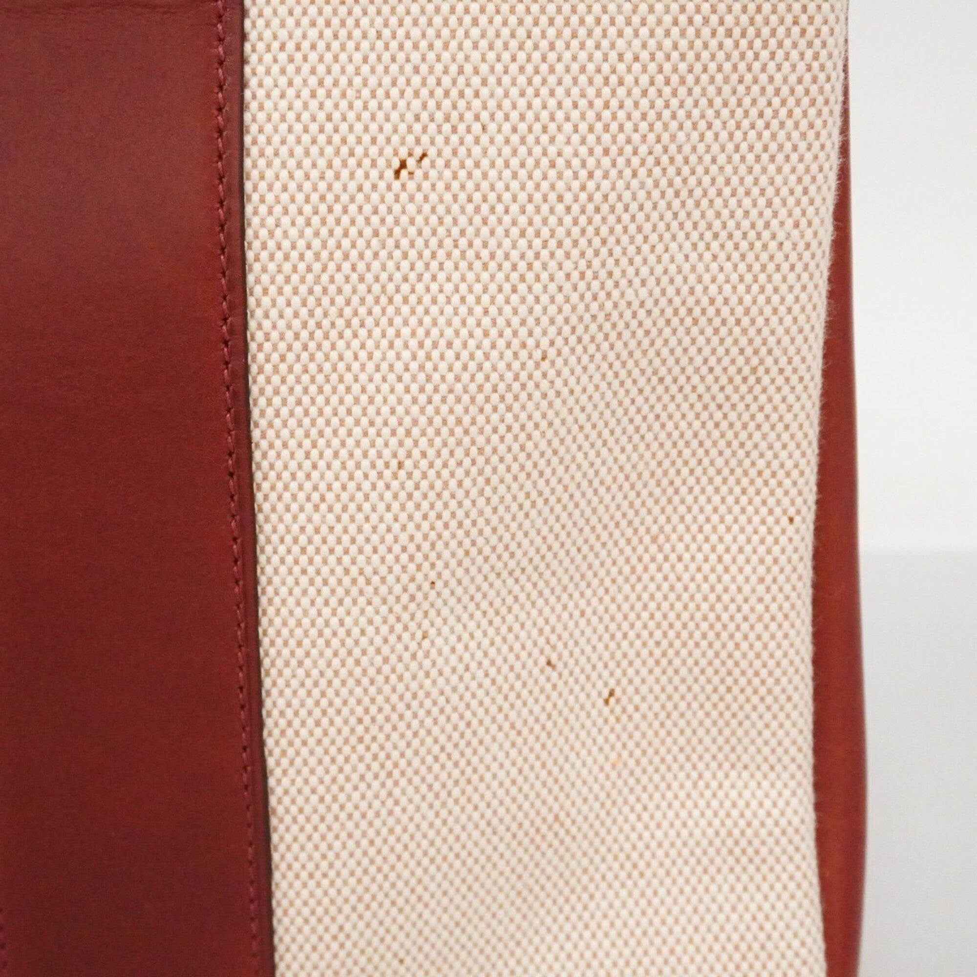 Hermes Bordeaux Toile H Leather Handbag (Pre-Owned)