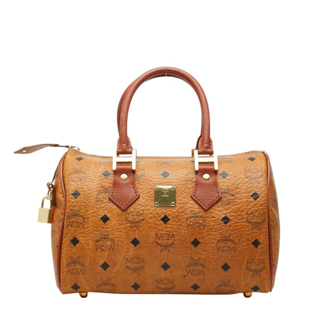 Mcm Brown Pvc Leather Boston Bag Handbag (Pre-Owned)