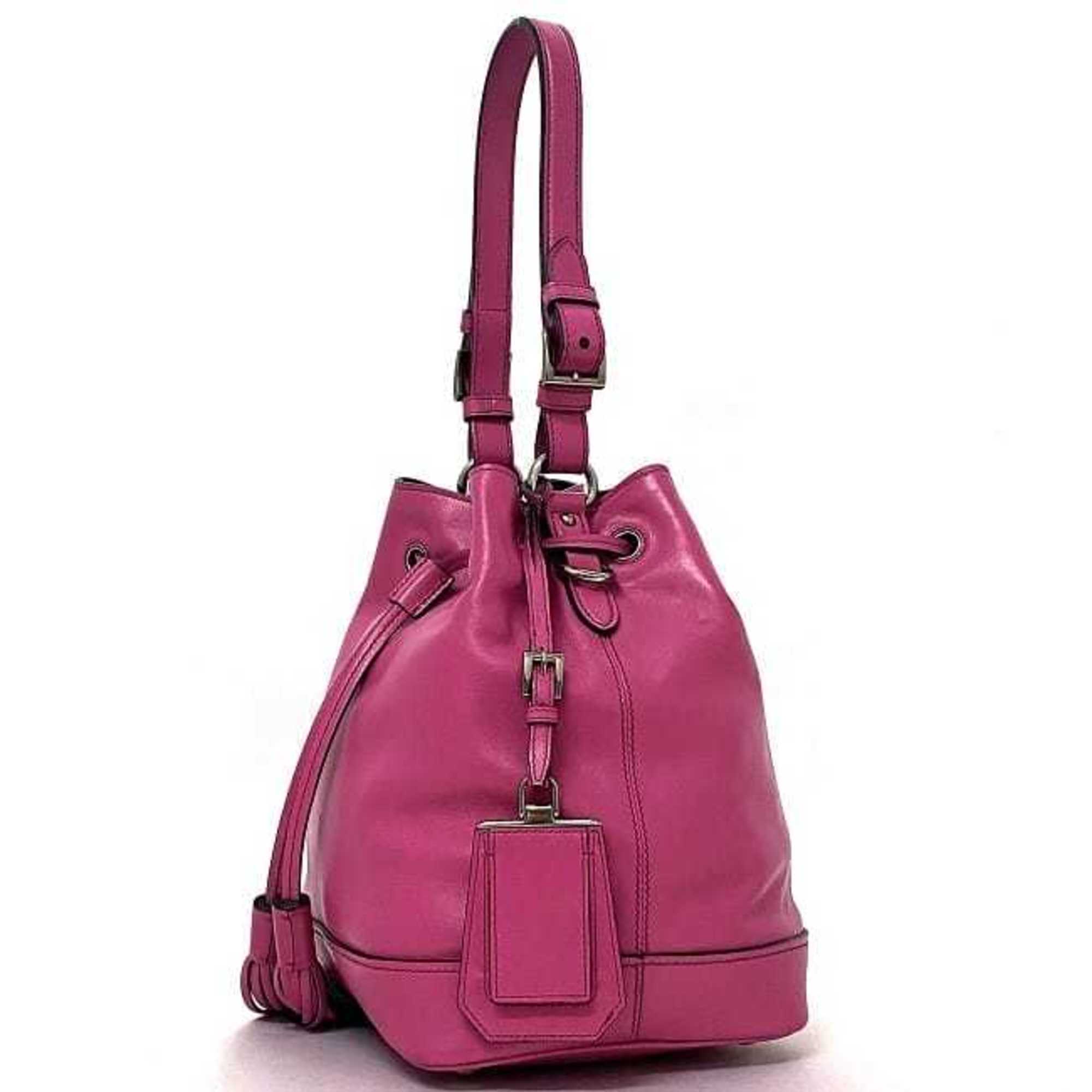 Prada Fuxia Pink Leather Handbag Shoulder Bag (Pre-Owned)