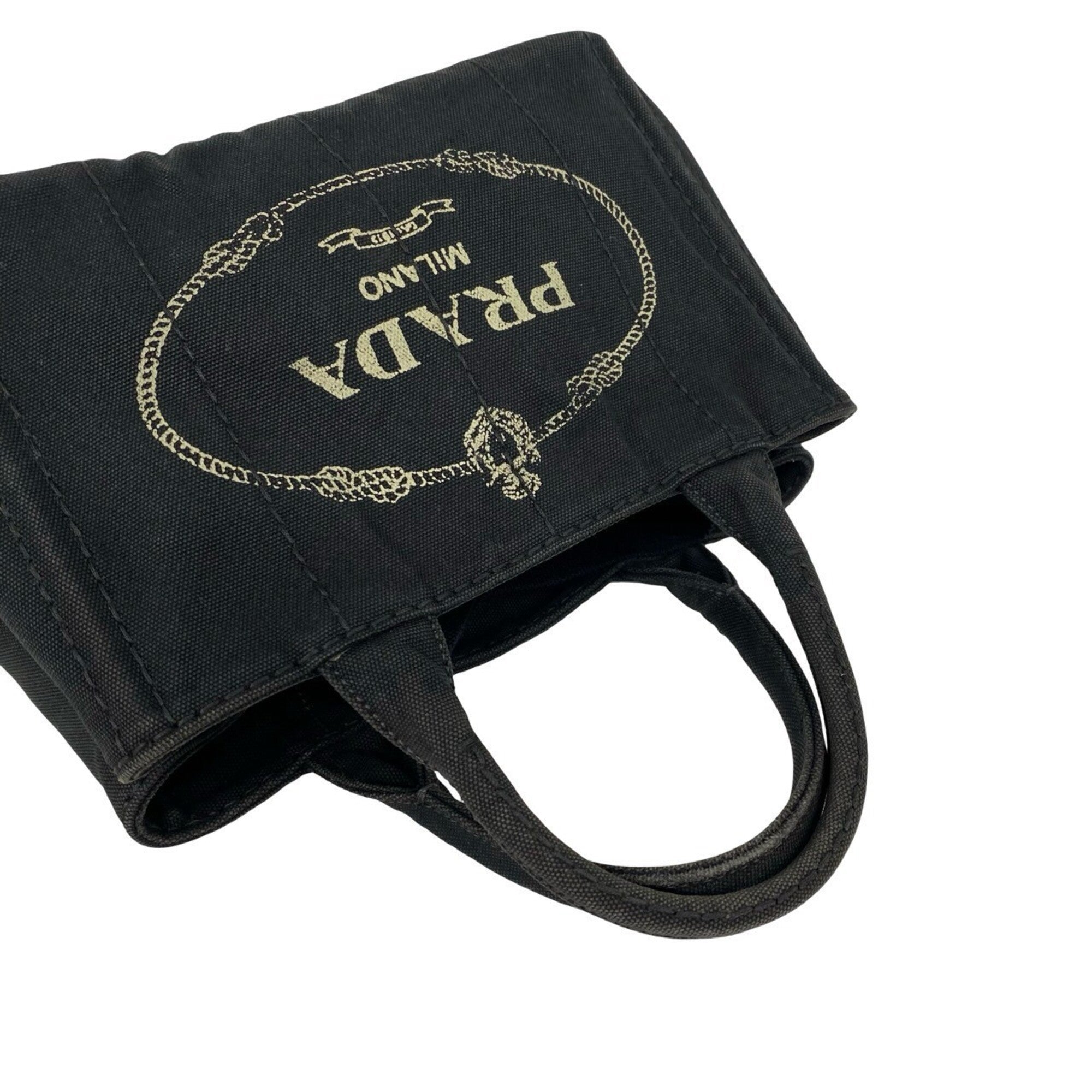 Prada Black Canvas Shoulder Bag Tote Bag (Pre-Owned)