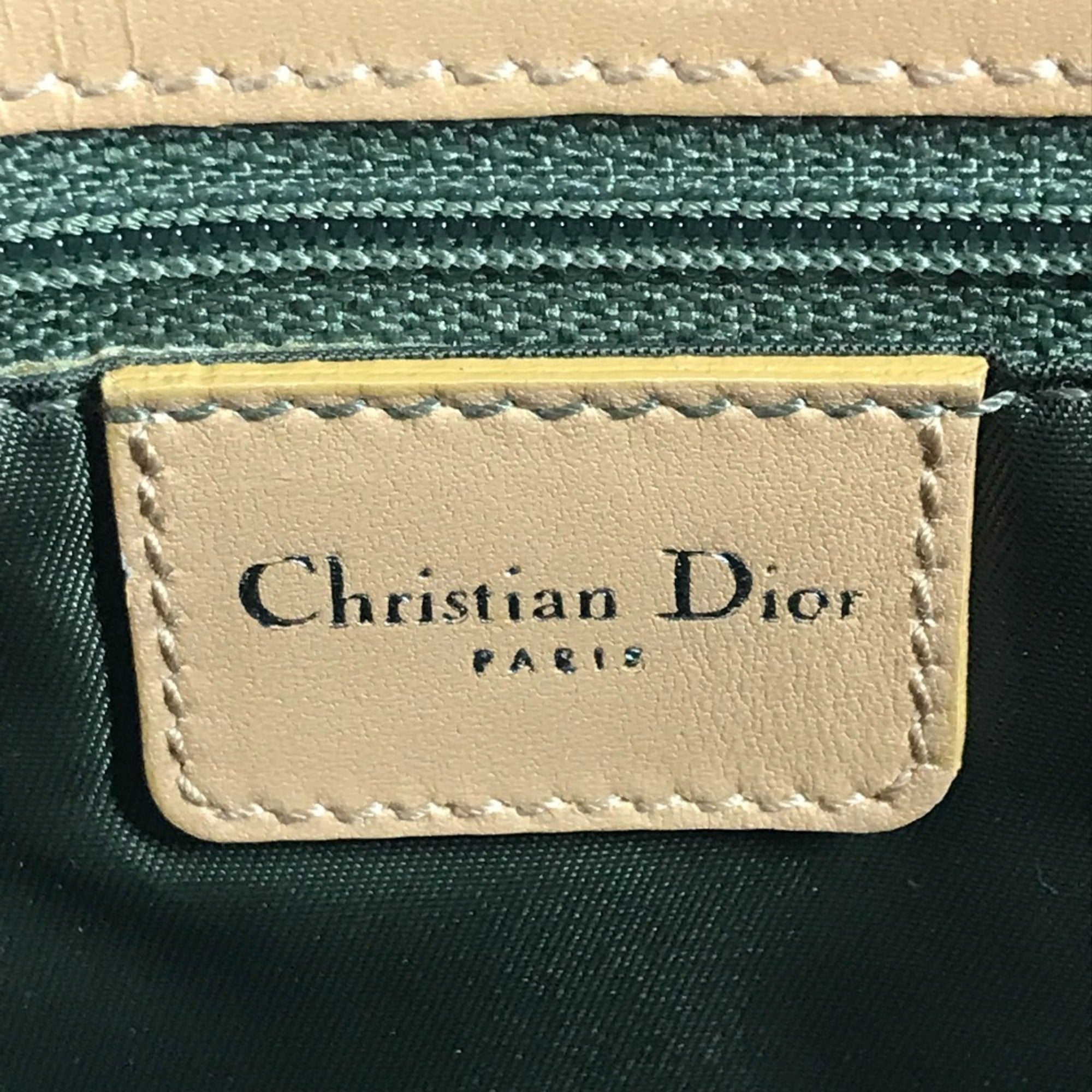Christian Dior Trotter Beige Khaki Leather Canvas Shoulder Bag Tote Bag (Pre-Owned)