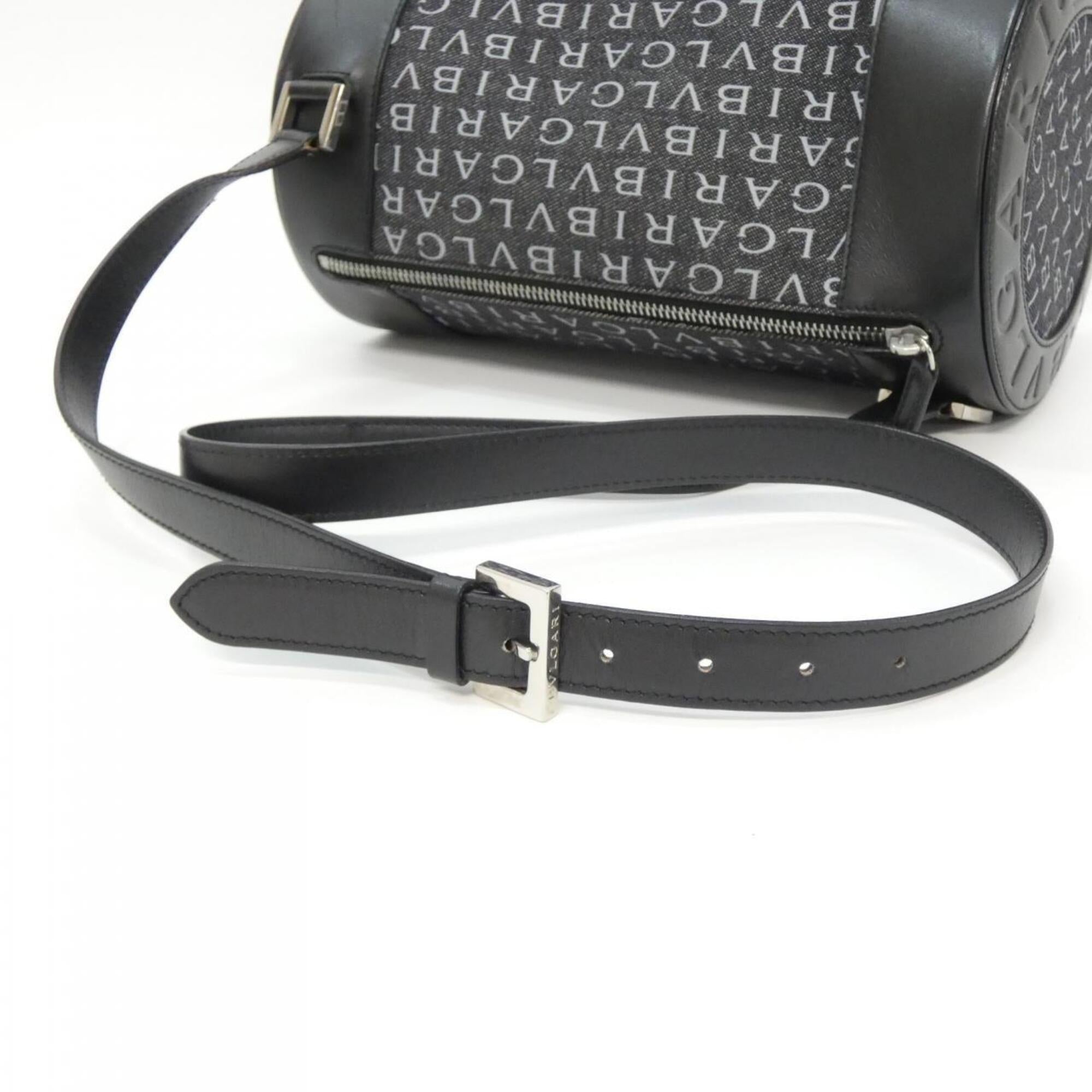 Bvlgari Black Gray Denim Shoulder Bag (Pre-Owned)