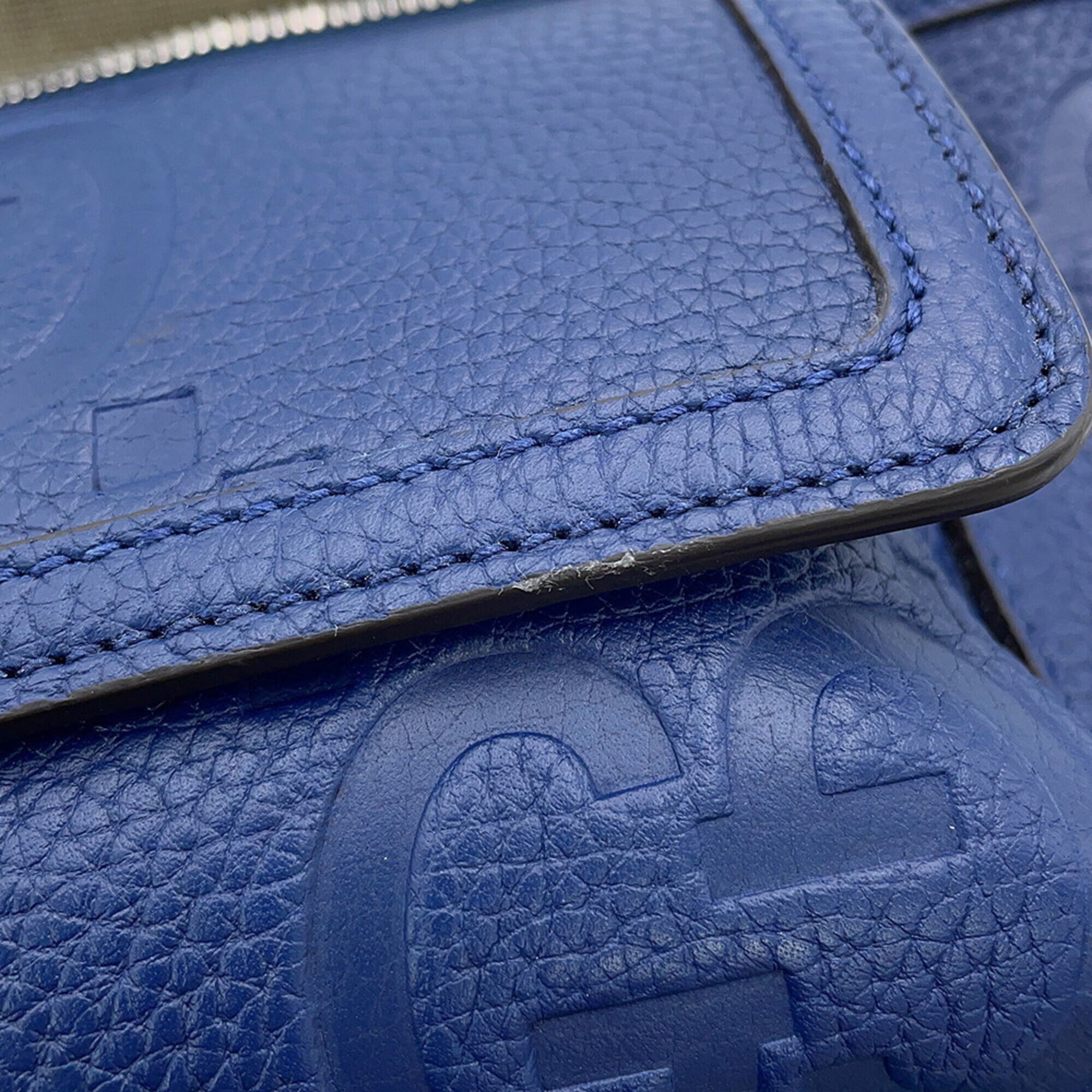 Gucci Blue Leather Handbag Sling Bag (Pre-Owned)