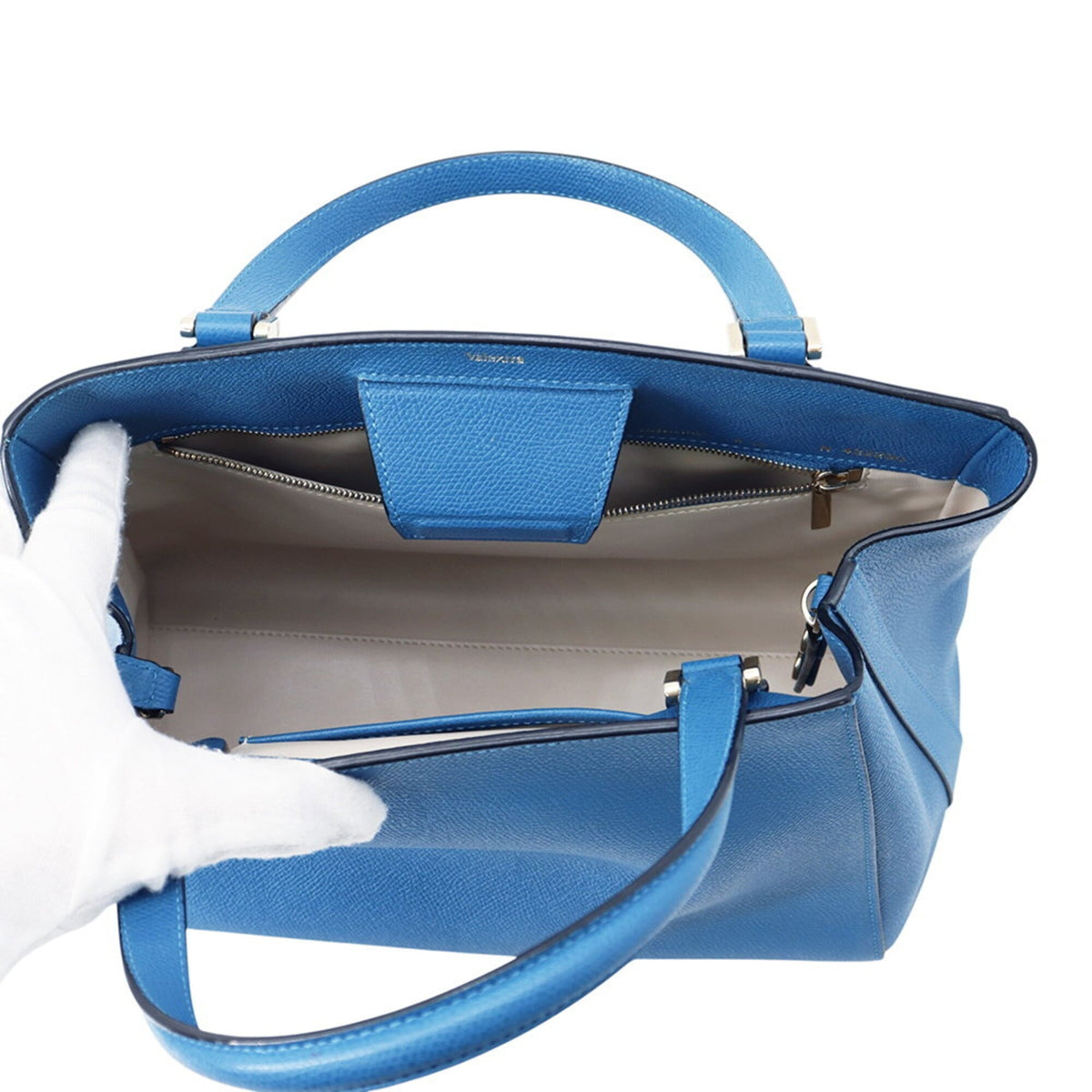 Valextra Blue Leather Handbag Shoulder Bag (Pre-Owned)