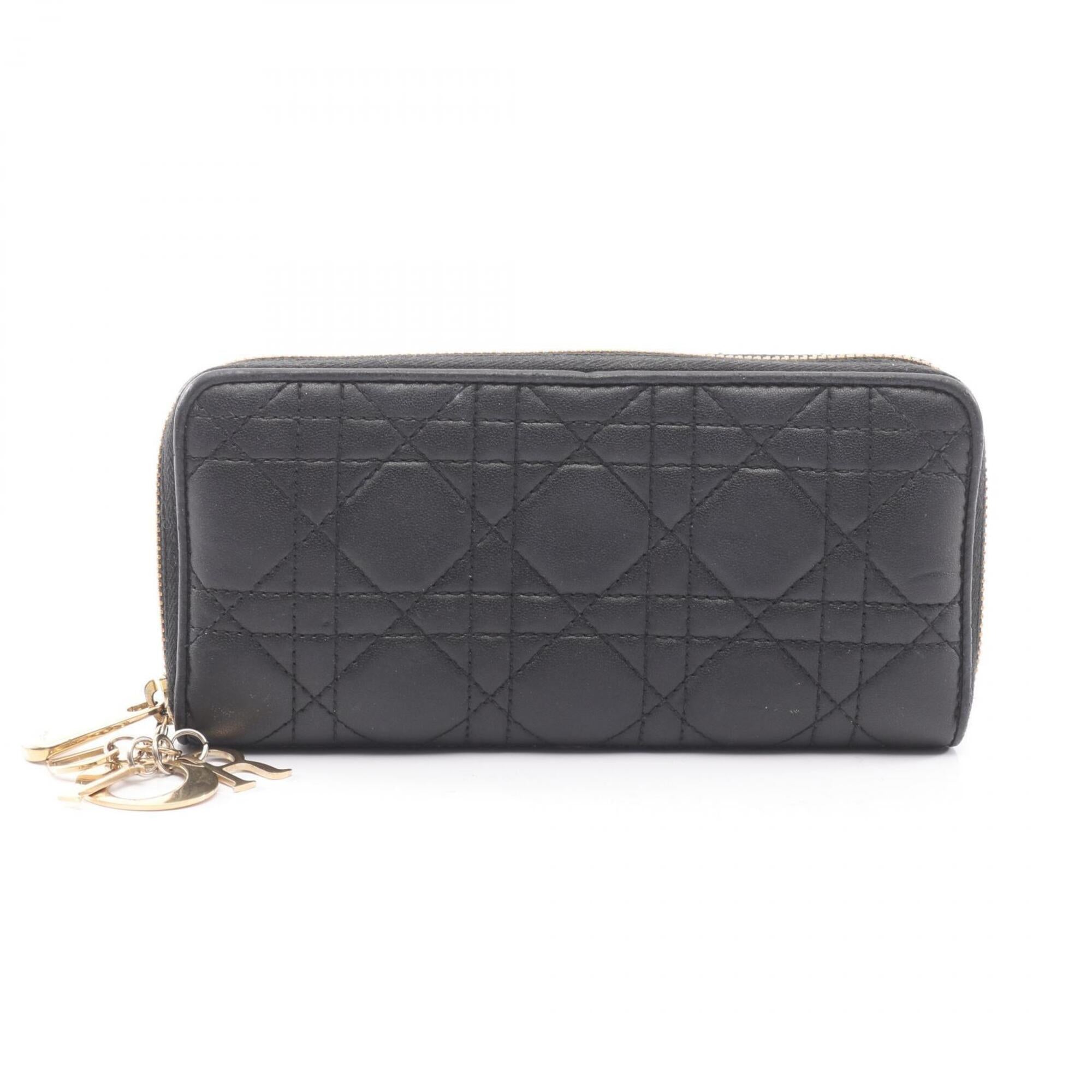 Christian Dior Black Leather Long Wallet (Bi-Fold) (Pre-Owned)