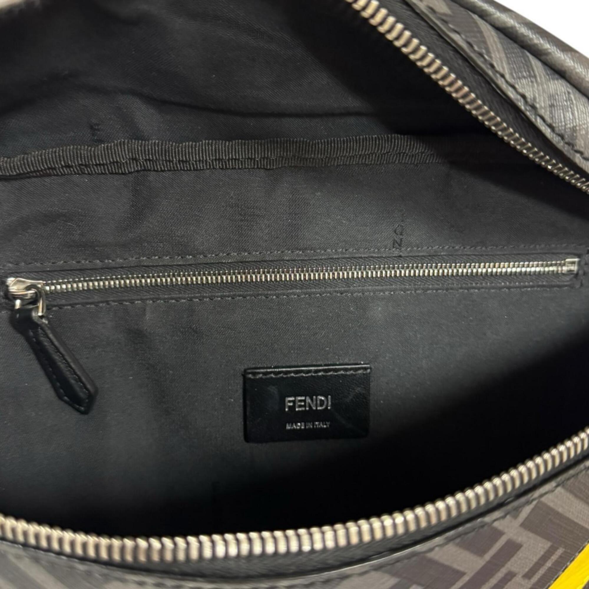 Fendi Zucca Black Gray Pvc Leather Fanny Pack (Pre-Owned)