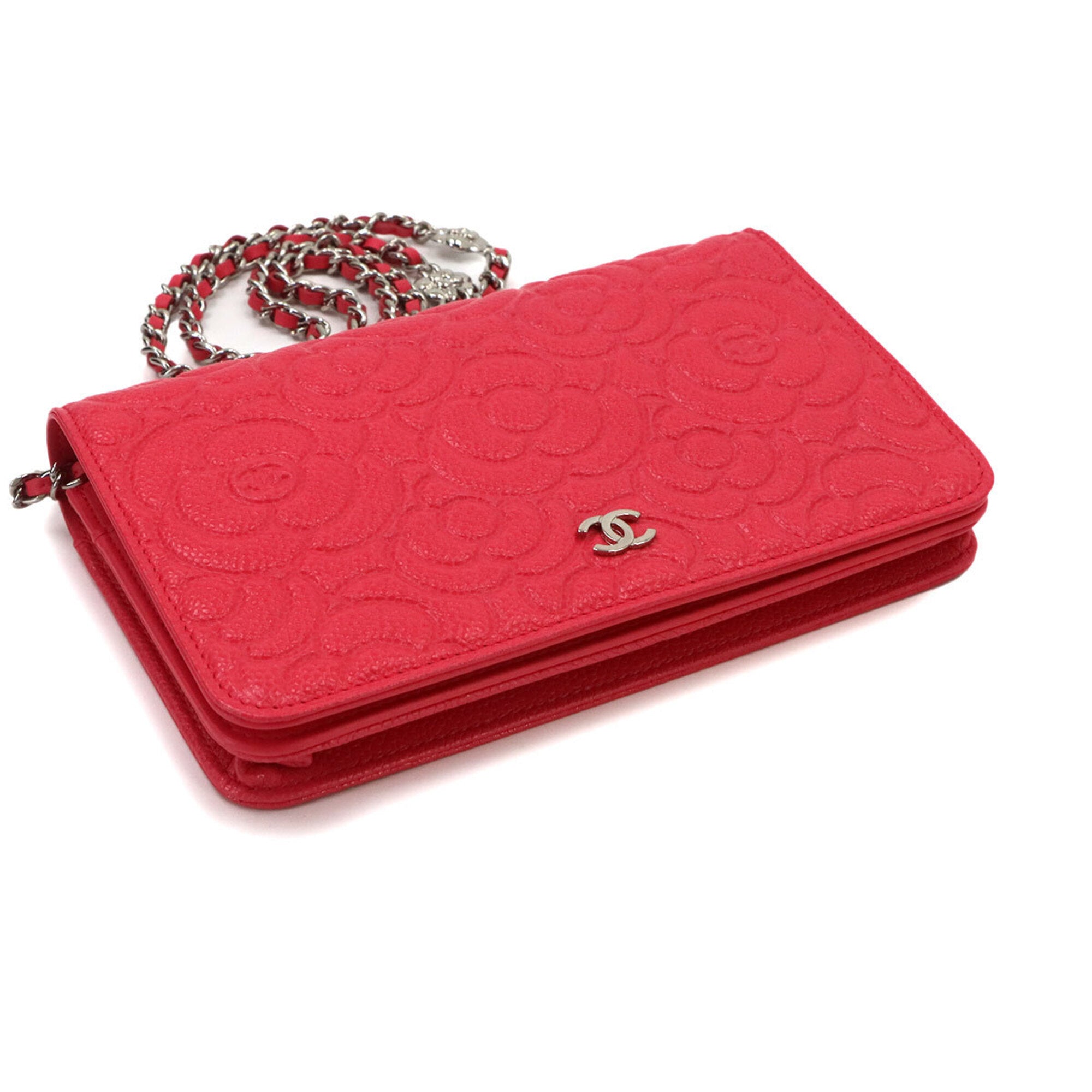Chanel Pink Leather Chain/Shoulder Wallet (Pre-Owned)