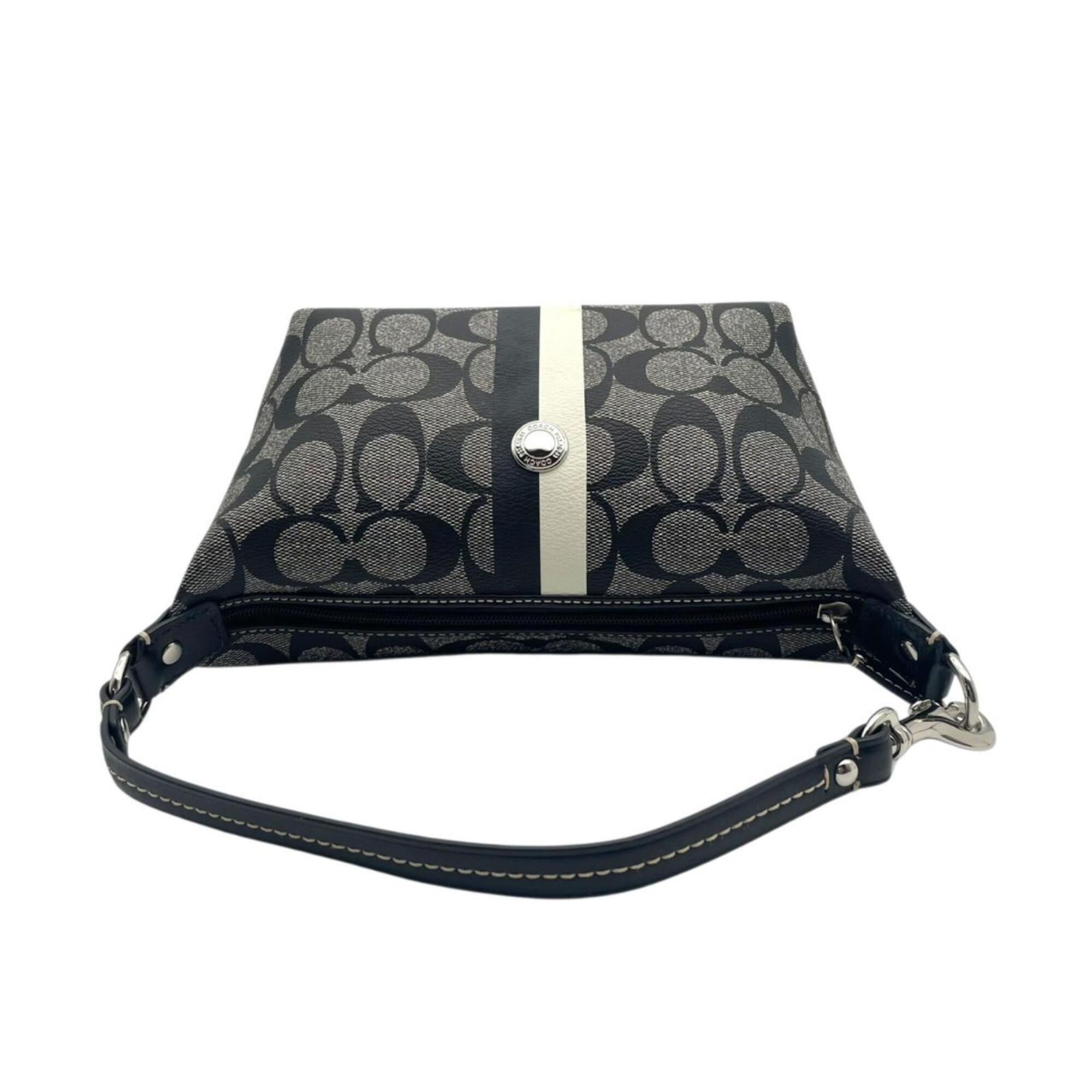 Coach Black Gray Pvc Leather Handbag Pouch (Pre-Owned)