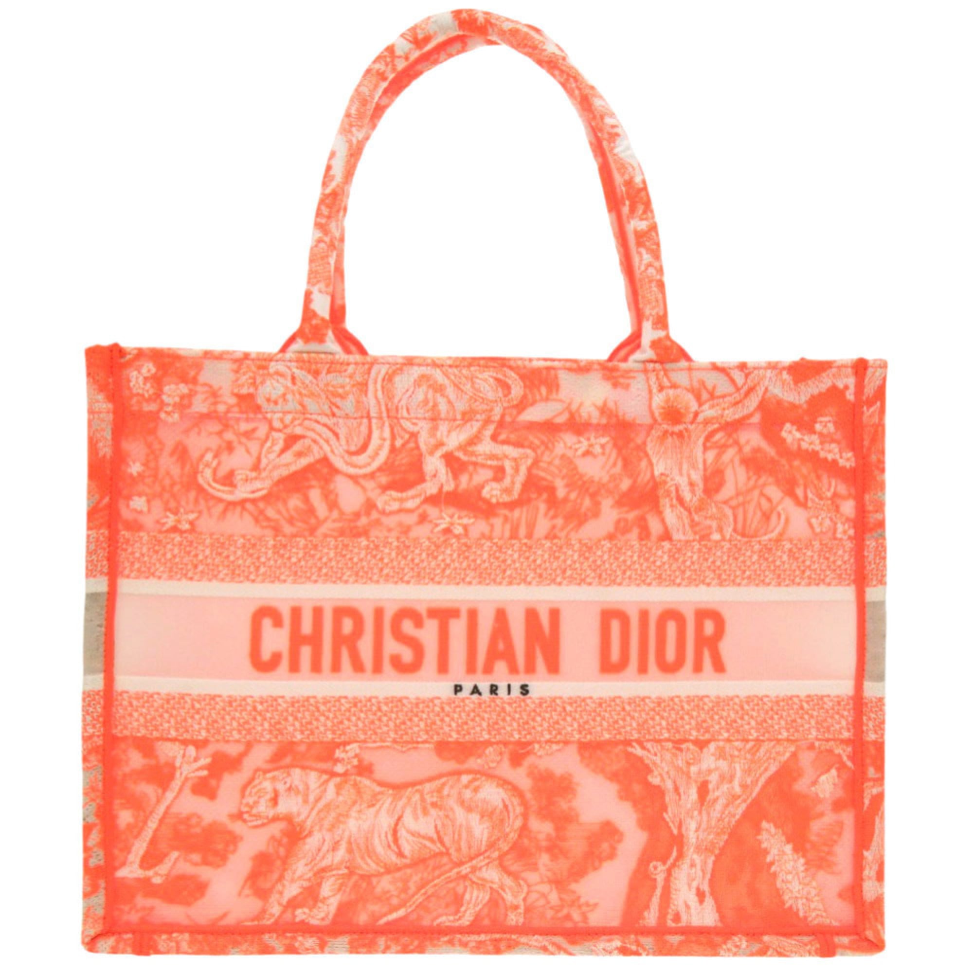 Christian Dior Orange White Mesh Jacquard Handbag (Pre-Owned)