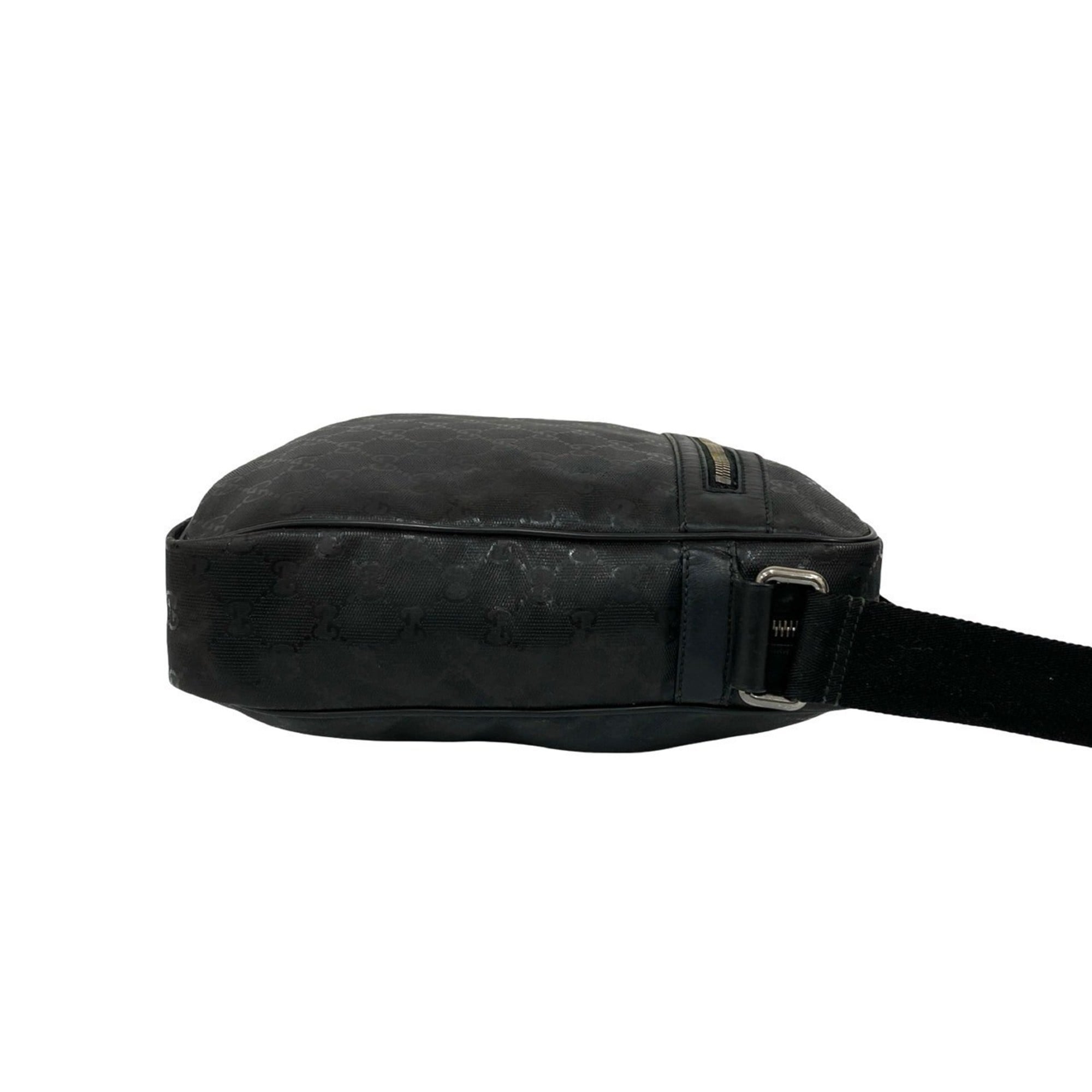 Gucci Black Leather Pvc Messenger Bag Pochette Shoulder Bag (Pre-Owned)