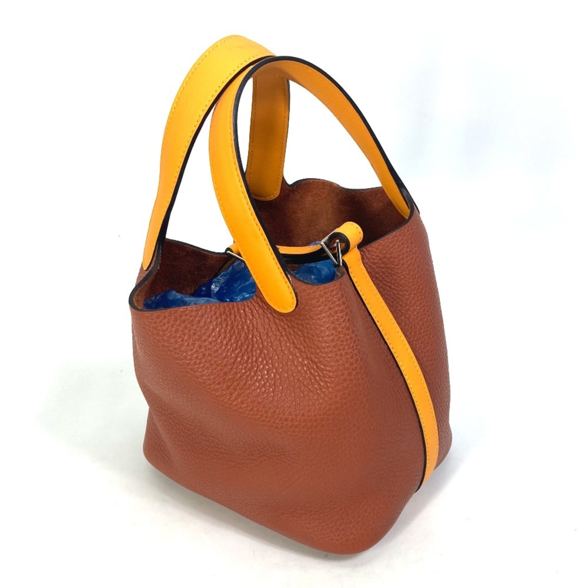 Hermes Bicolor Brown Orange Togo Leather Swift Leather Handbag Tote Bag (Pre-Owned)