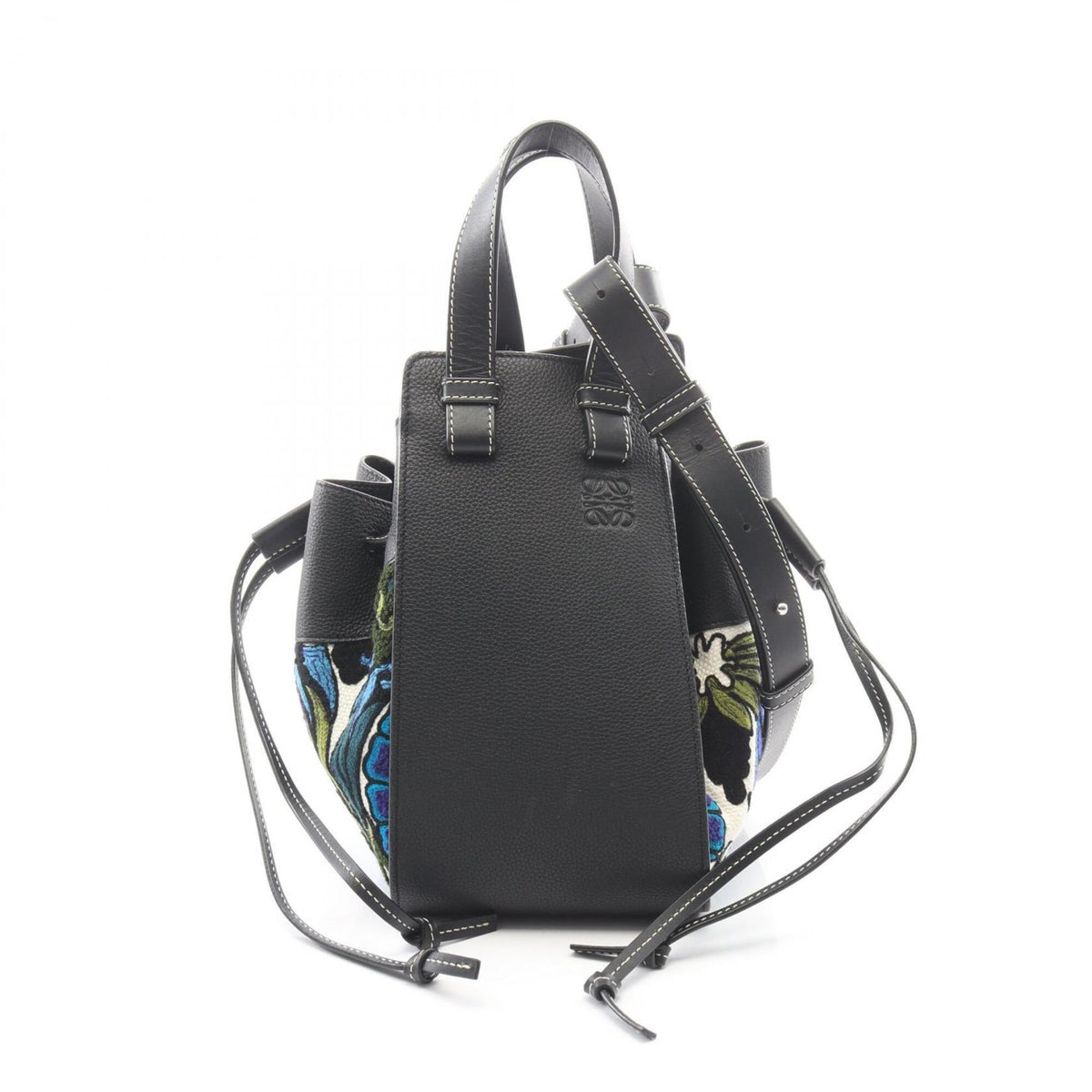 Loewe Black Multi-Color Leather Canvas Handbag (Pre-Owned)