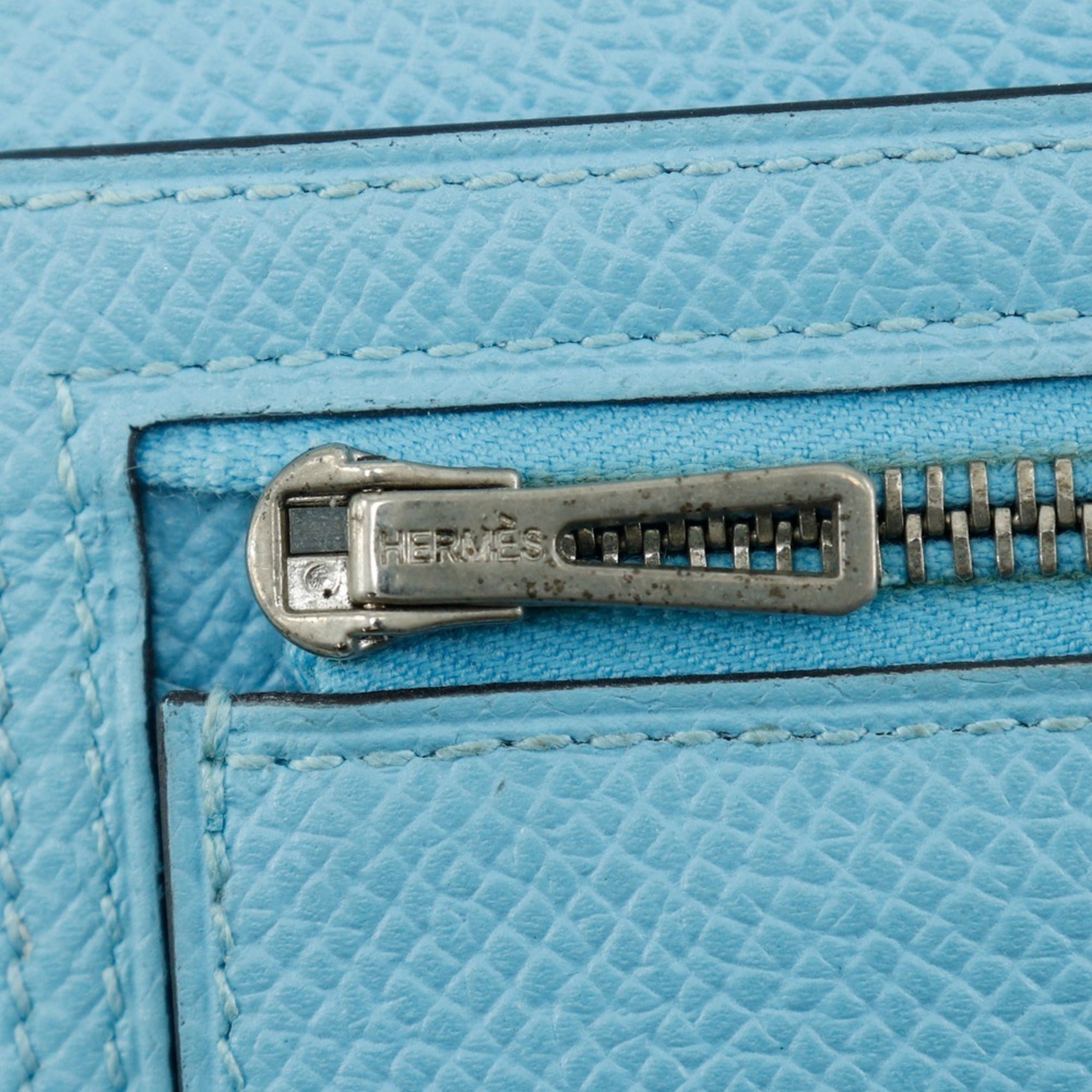 Hermes Bearn Light Blue Epsom Leather Long Wallet (Bi-Fold) (Pre-Owned)
