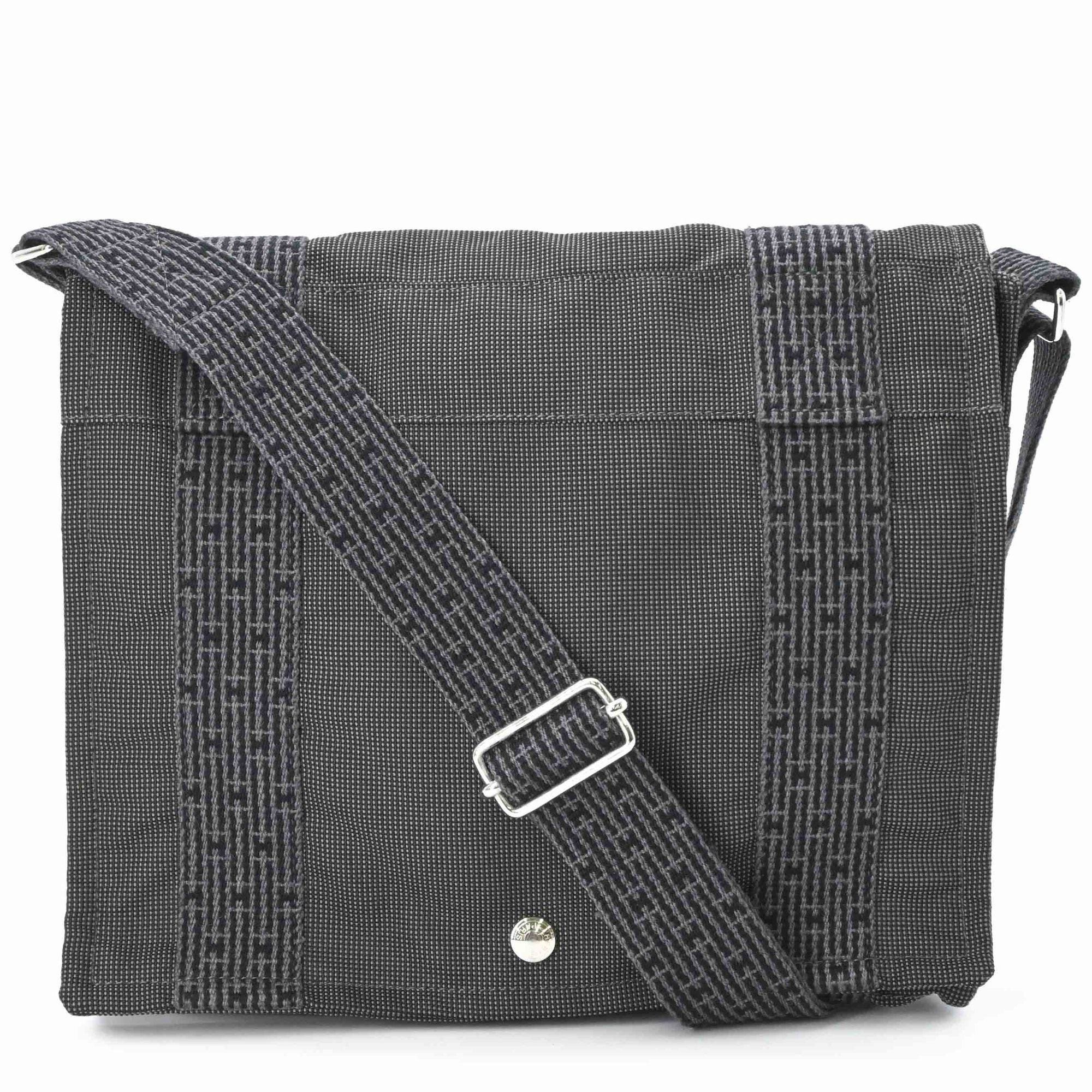Hermes Gray Nylon Canvas Shoulder Bag (Pre-Owned)