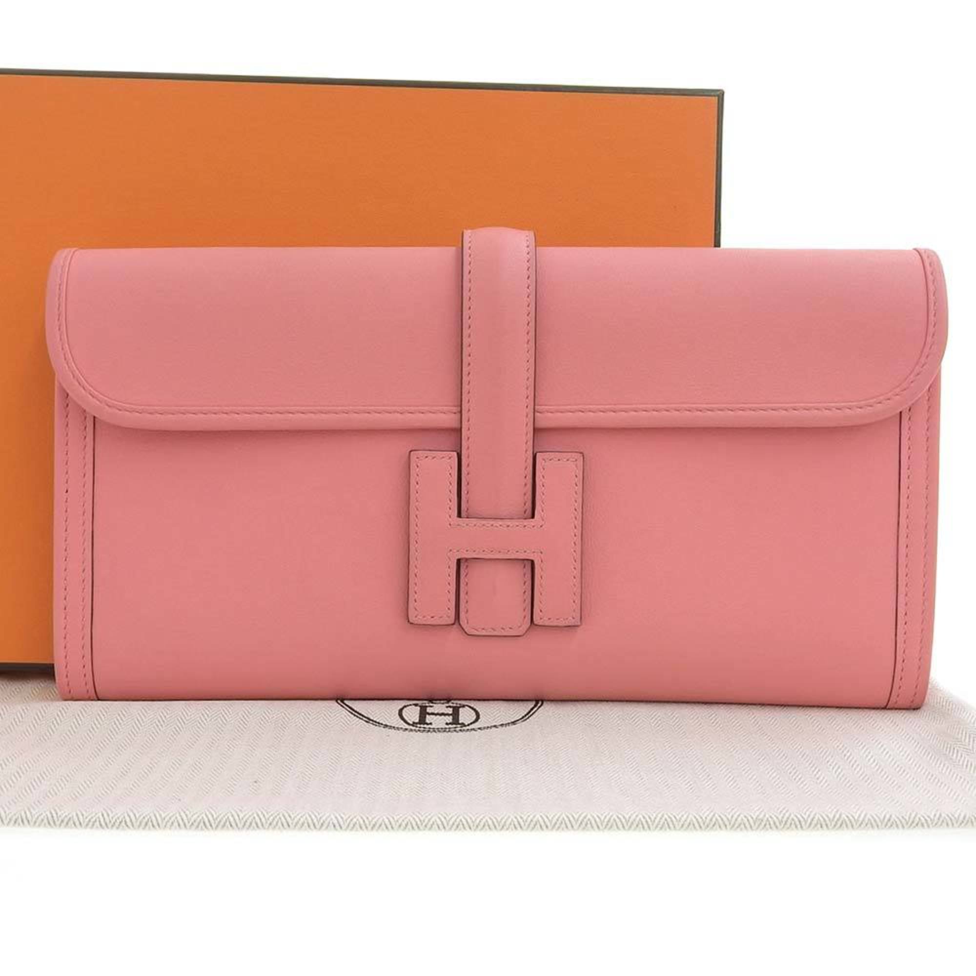 Hermes Pink Swift Leather Clutch Bag (Pre-Owned)