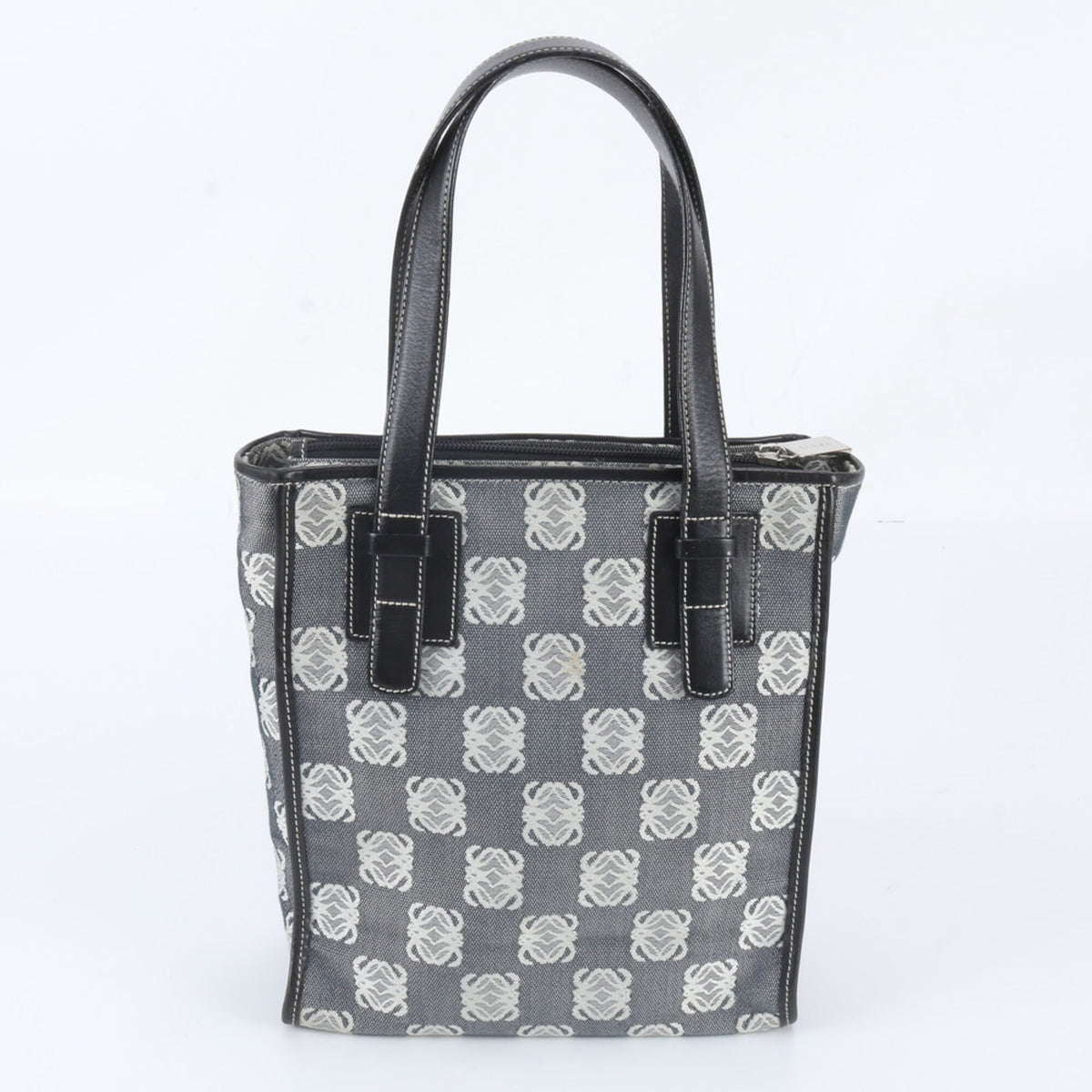 Loewe Black Leather Canvas Handbag Shoulder Bag Tote Bag (Pre-Owned)
