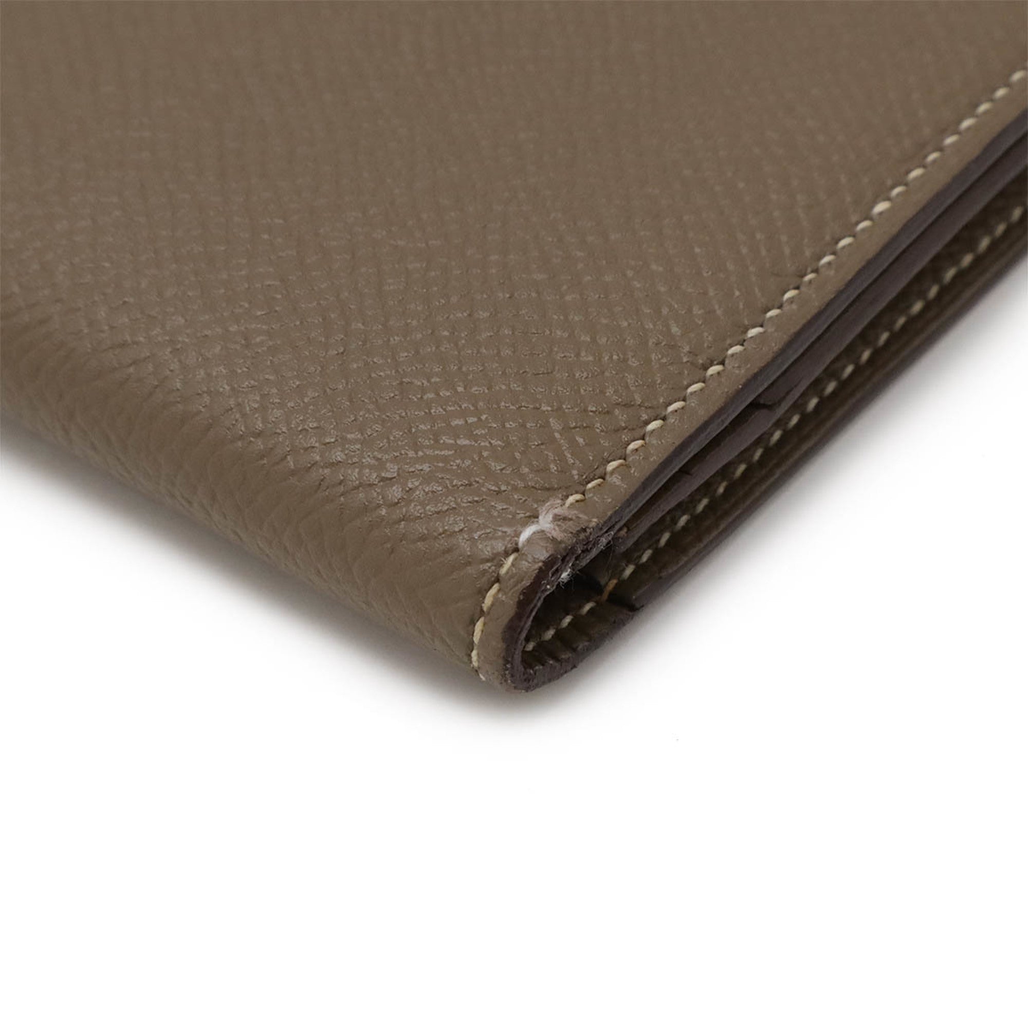 Hermes Etoupe Gray Leather Long Wallet (Bi-Fold) (Pre-Owned)