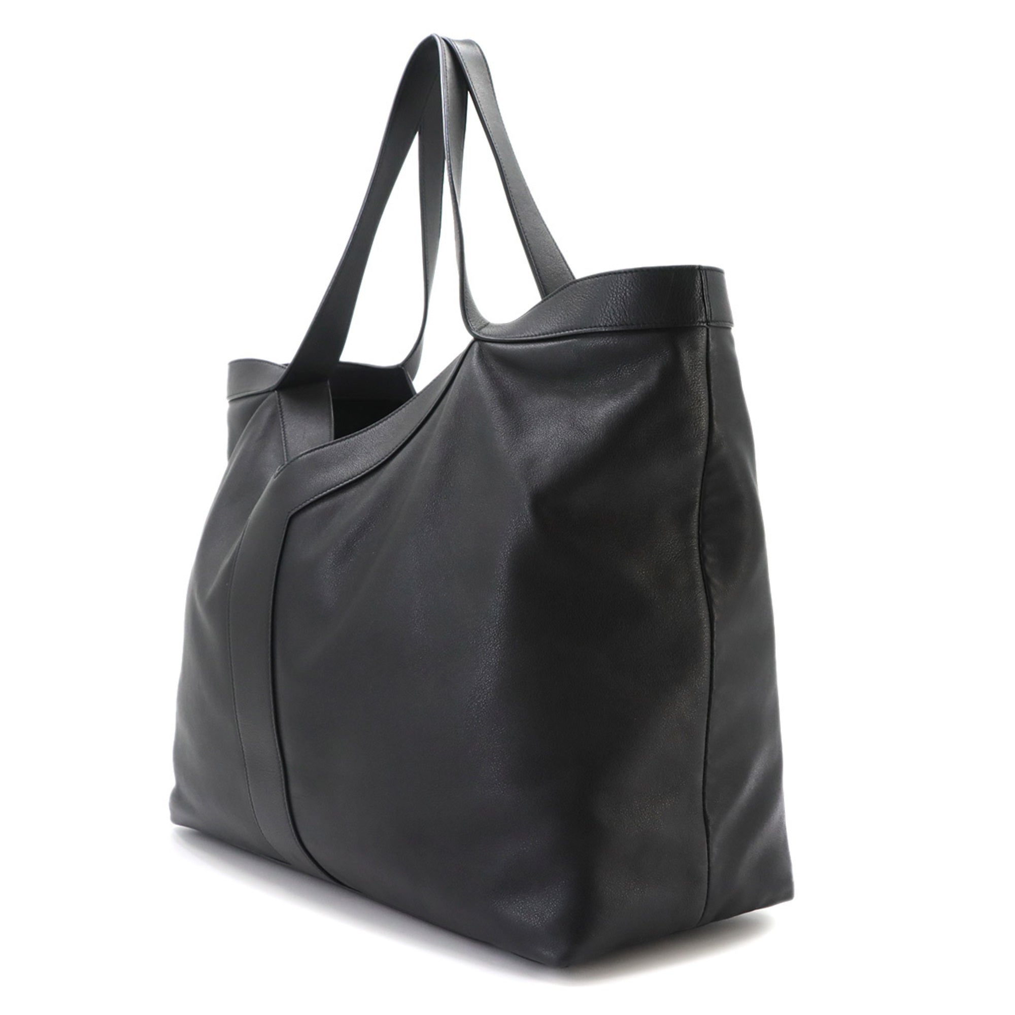Saint Laurent Black Leather Handbag Tote Bag (Pre-Owned)