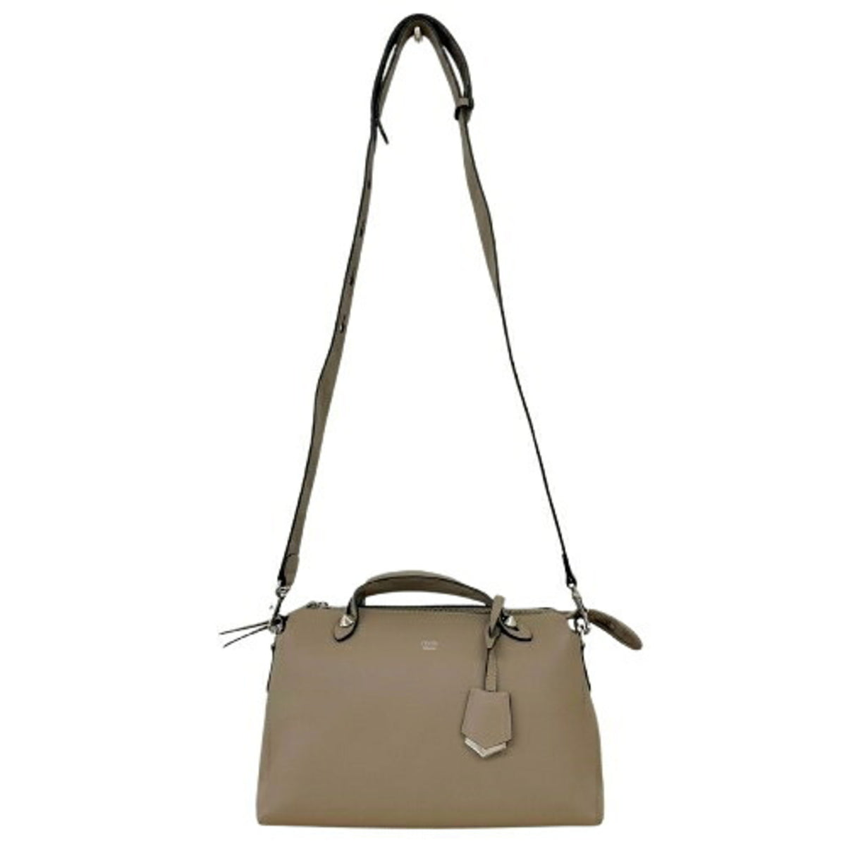 Fendi By The Way Light Gray Leather Handbag Shoulder Bag (Pre-Owned)