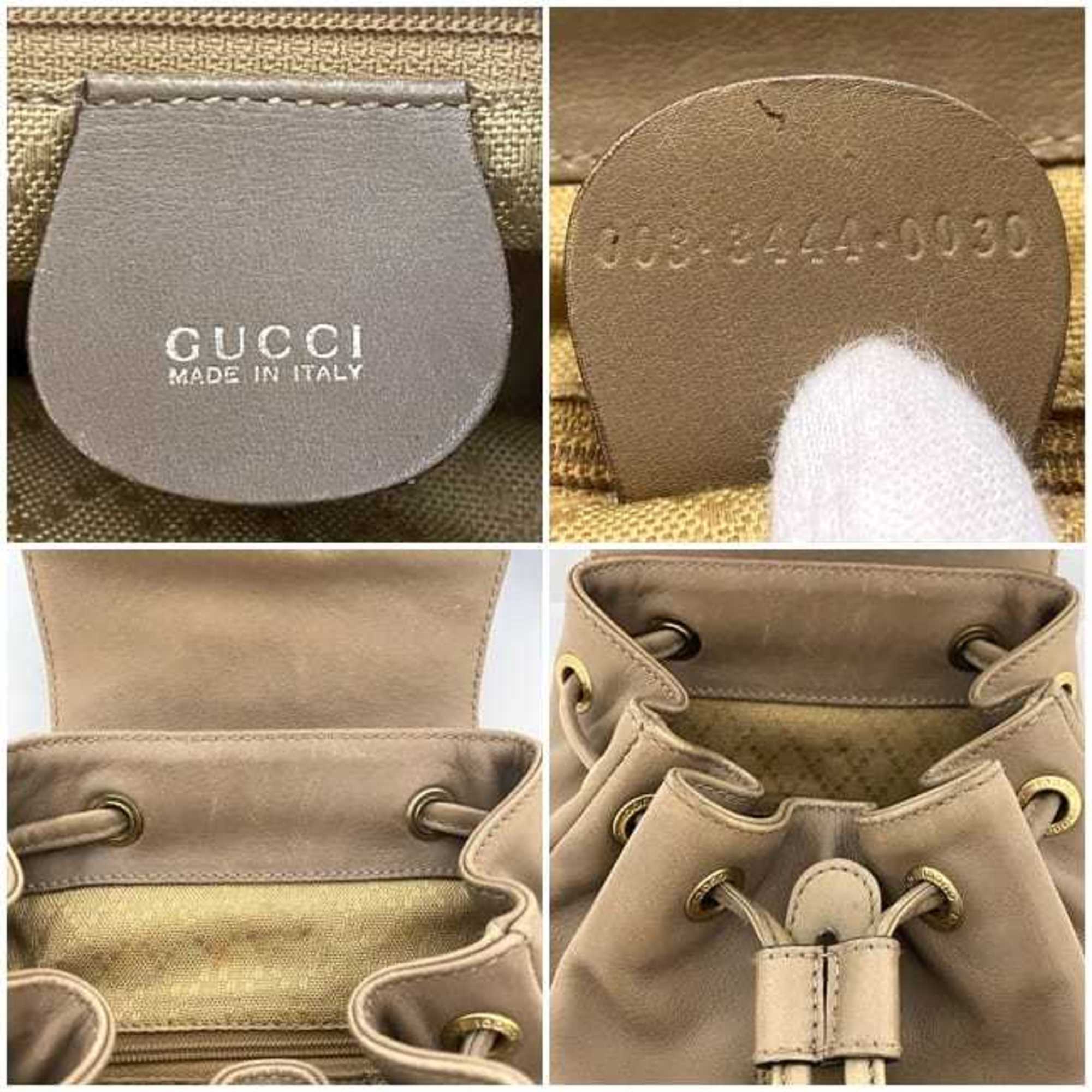 Gucci Beige Leather Bamboo Backpack (Pre-Owned)