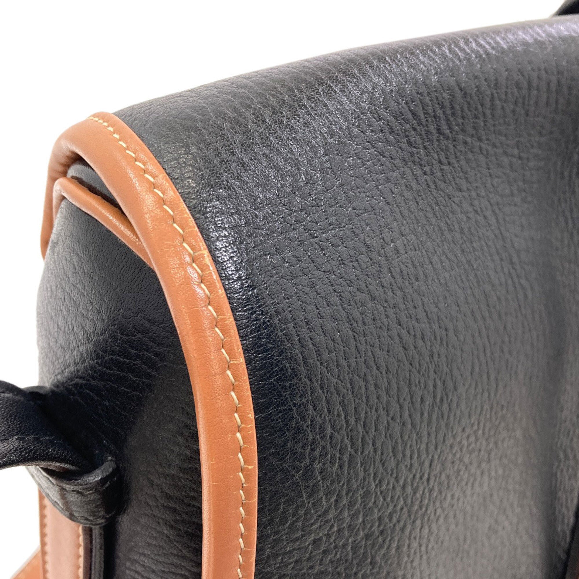 Hermes Black Brown Leather Shoulder Bag (Pre-Owned)