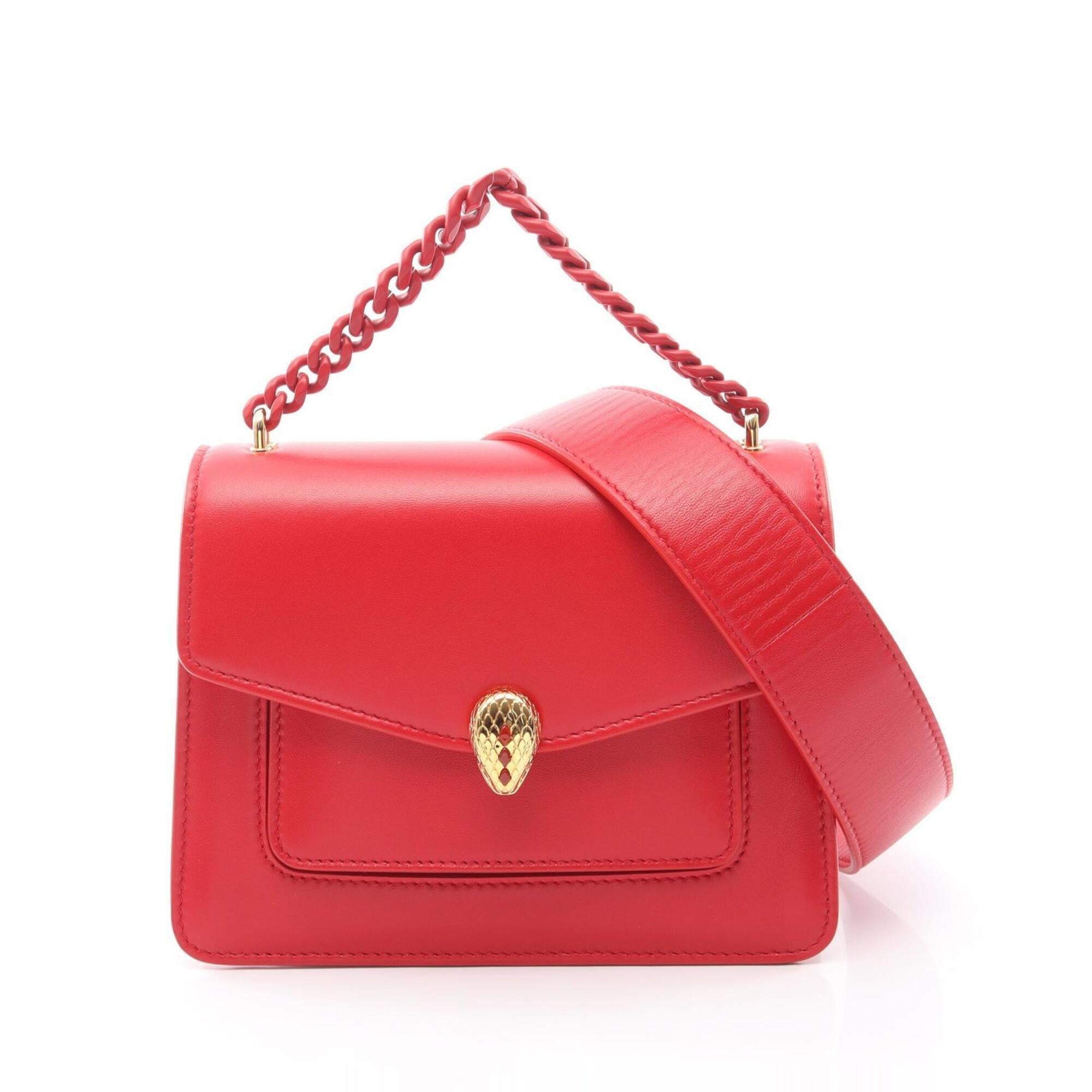 Bvlgari Red Color Leather Handbag (Pre-Owned)