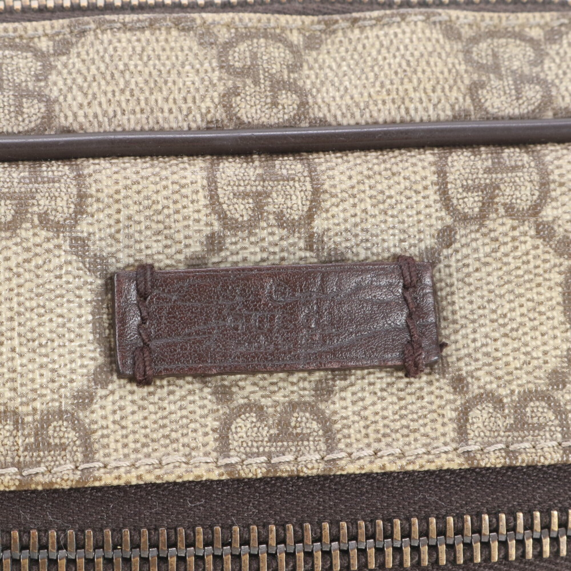 Gucci Brown Leather Coated Canvas Clutch Bag Pouch (Pre-Owned)