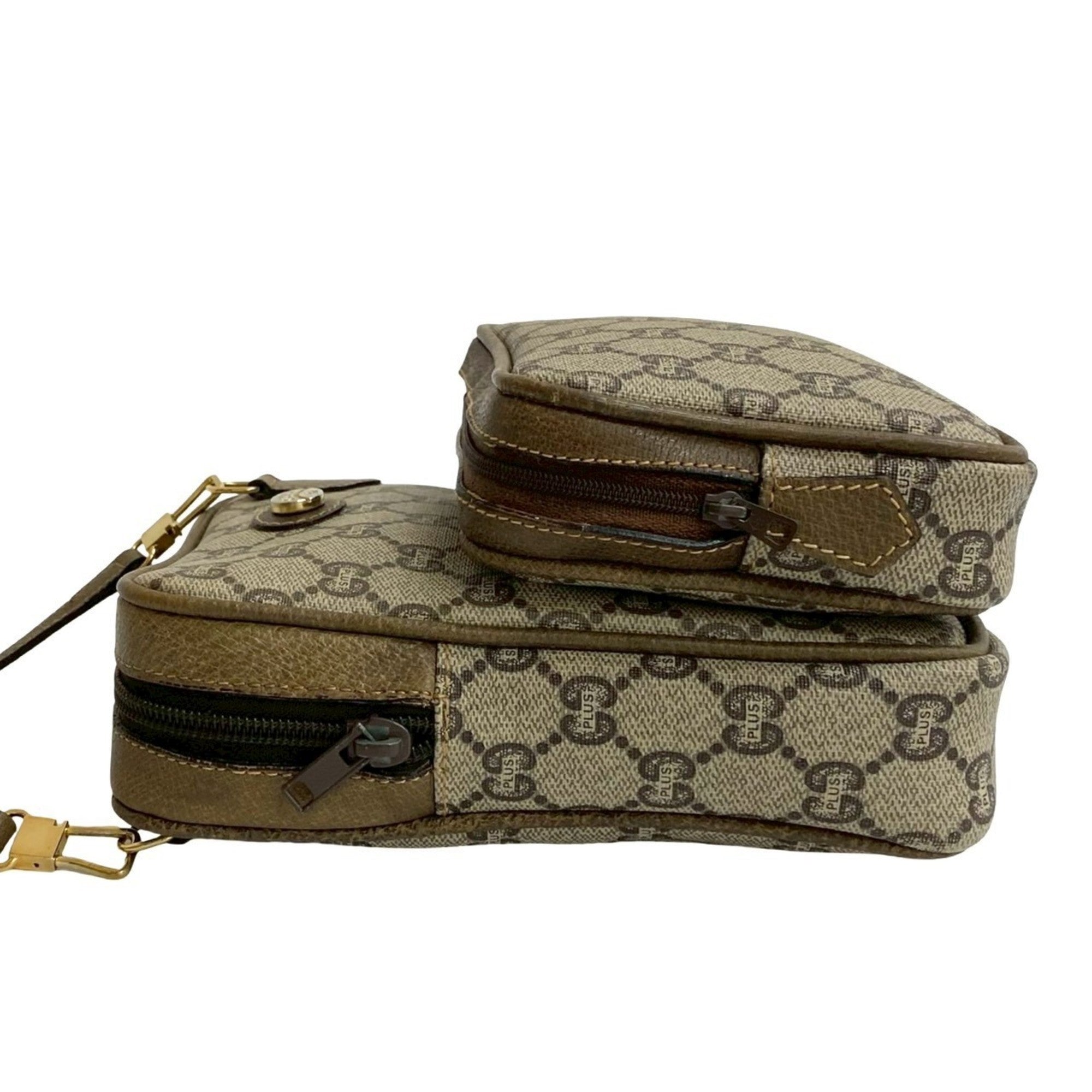 Gucci Brown Leather Pvc Pochette Shoulder Bag (Pre-Owned)