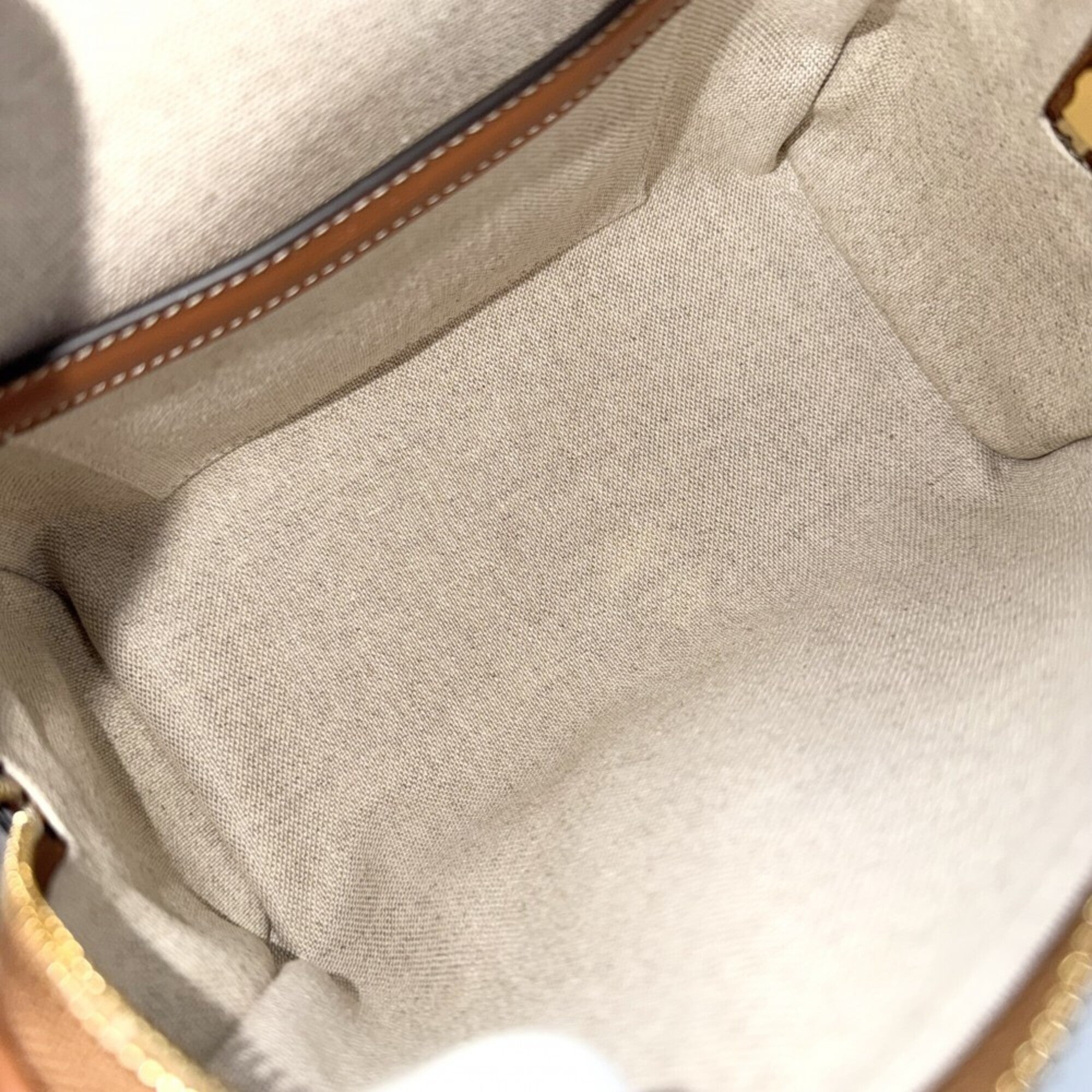 Celine Beige Brown Canvas Leather Shoulder Bag (Pre-Owned)