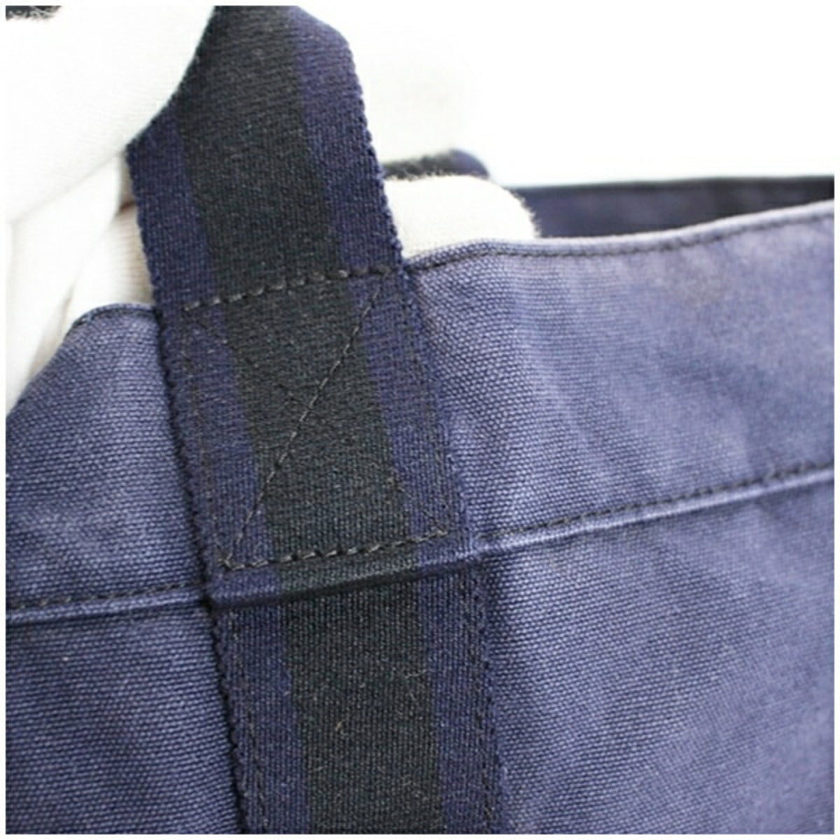 Hermes Black Navy Canvas Tote Bag (Pre-Owned)
