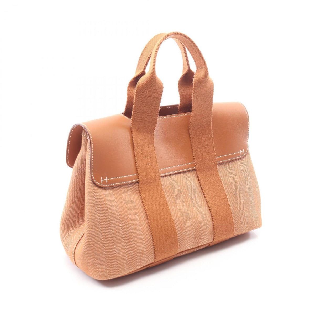 Hermes Brown Toile Chevron Swift Leather Handbag (Pre-Owned)