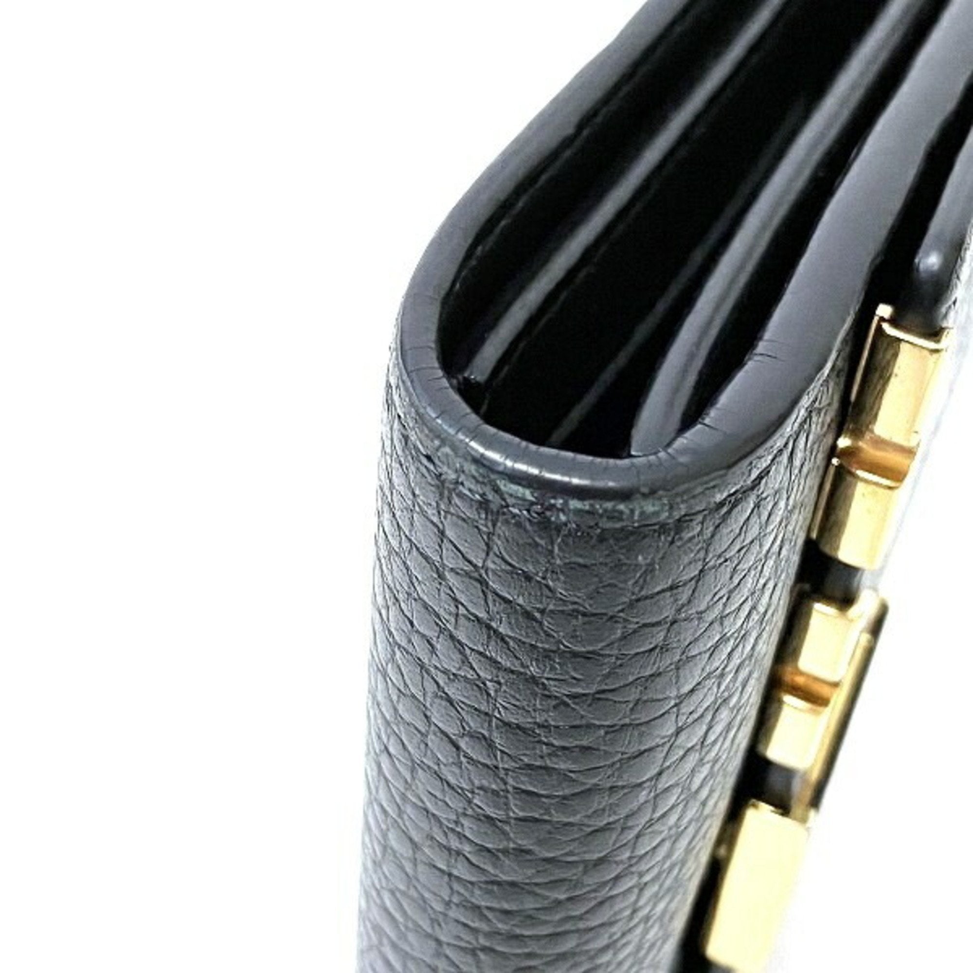 Louis Vuitton Noir Leather Wallet (Tri-Fold) (Pre-Owned)