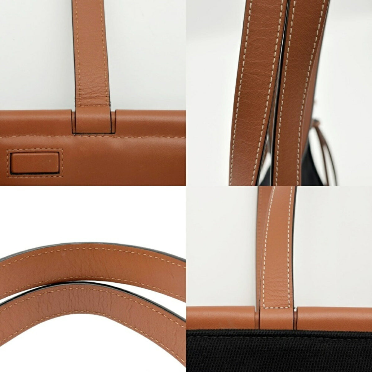 Loewe Black Canvas Leather Shoulder Bag Tote Bag (Pre-Owned)