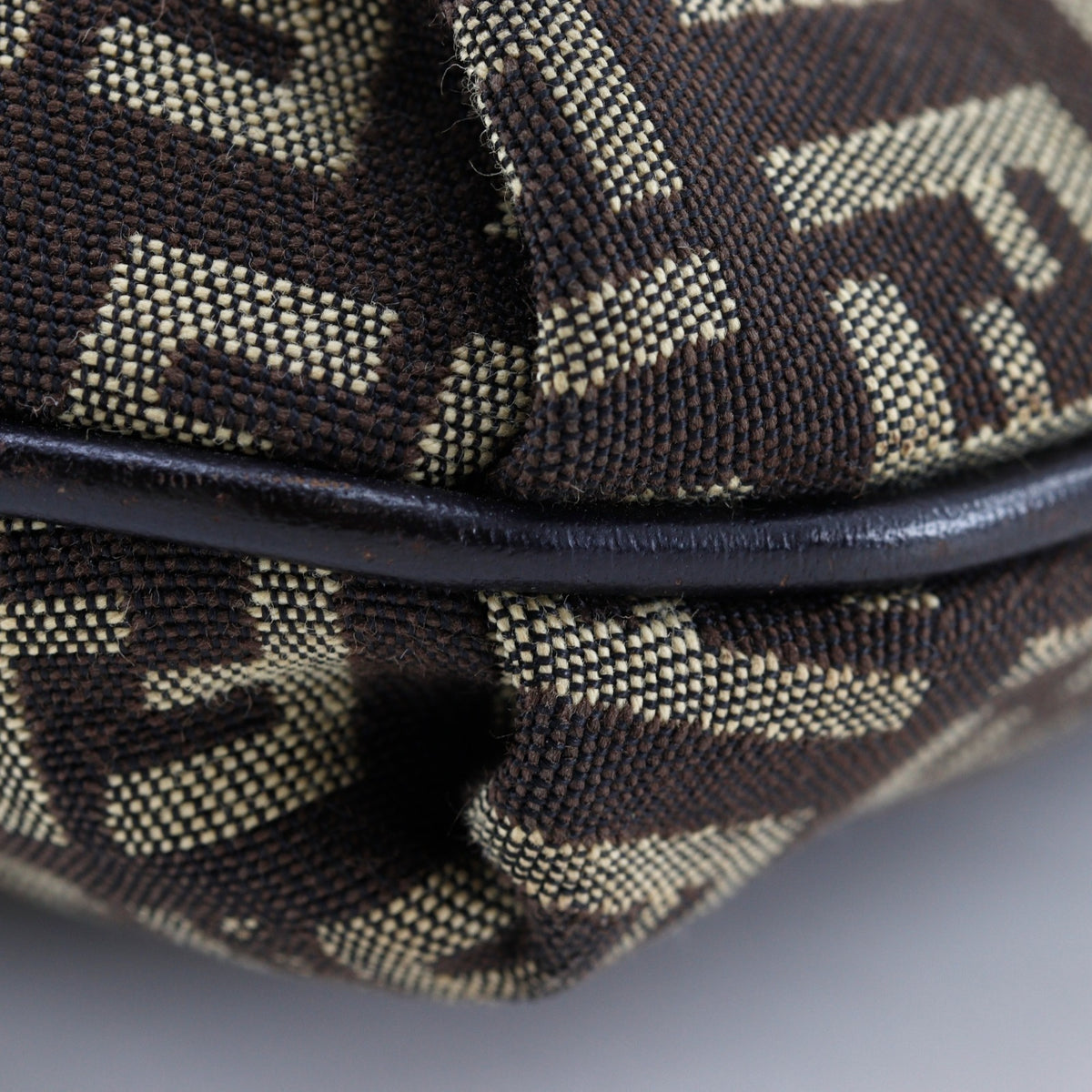 Fendi Brown Zucchino Canvas Shoulder Bag (Pre-Owned)