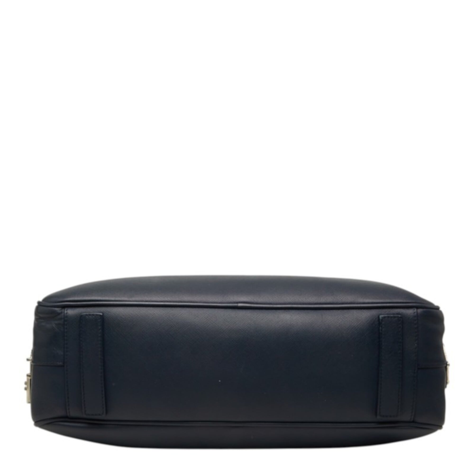 Prada Navy Saffiano Triangle Leather Briefcase (Pre-Owned)