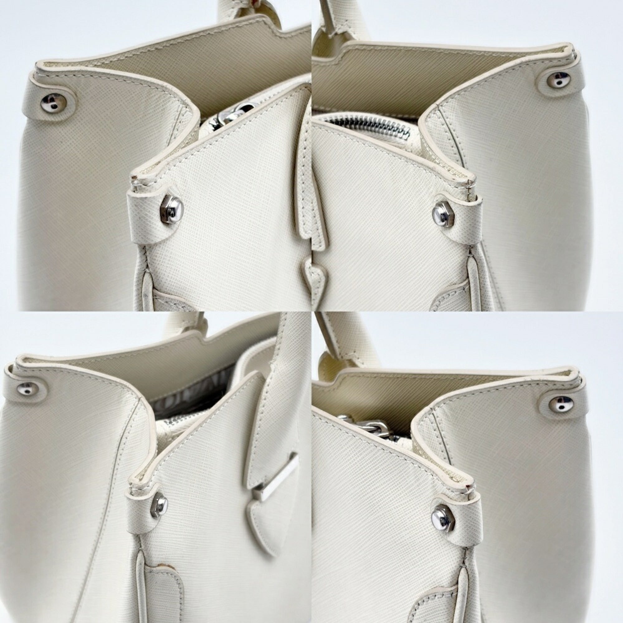 Salvatore Ferragamo Gancini Ivory Leather Tote Bag (Pre-Owned)
