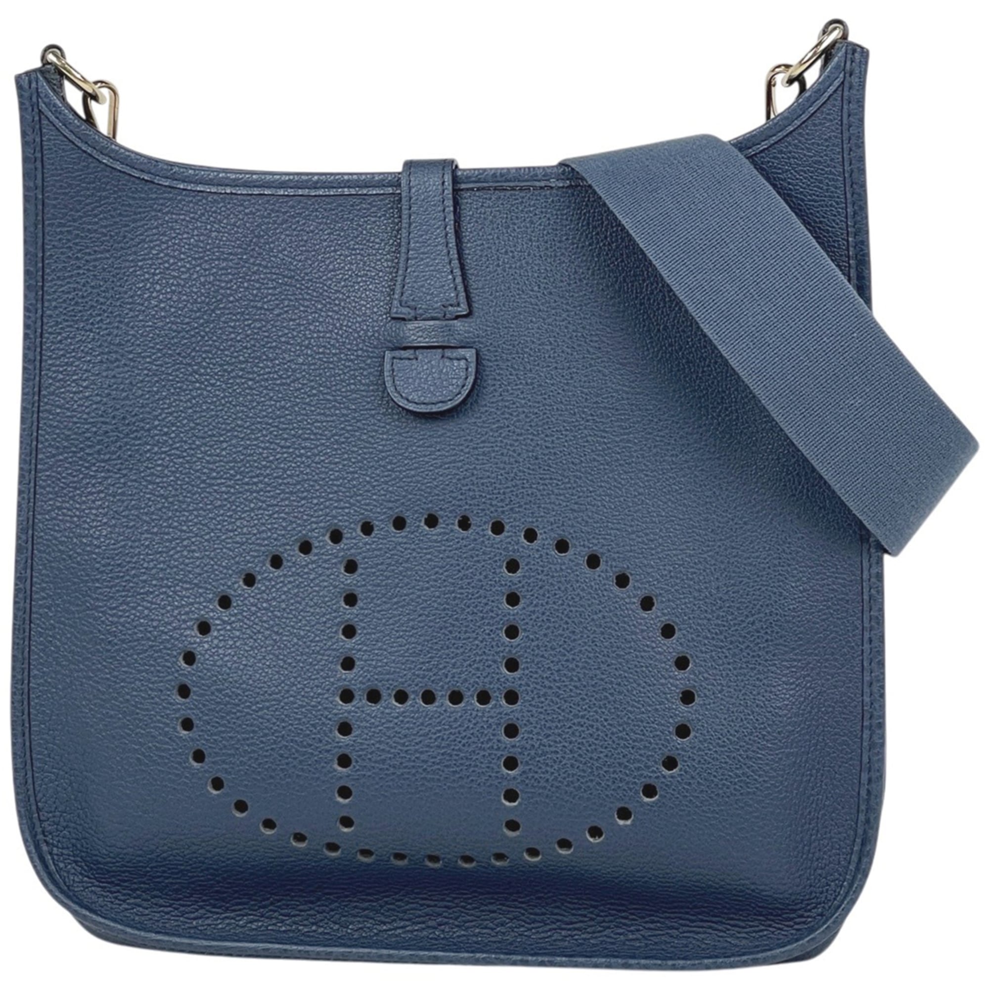 Hermes Evelyne Blue Leather Shoulder Bag (Pre-Owned)