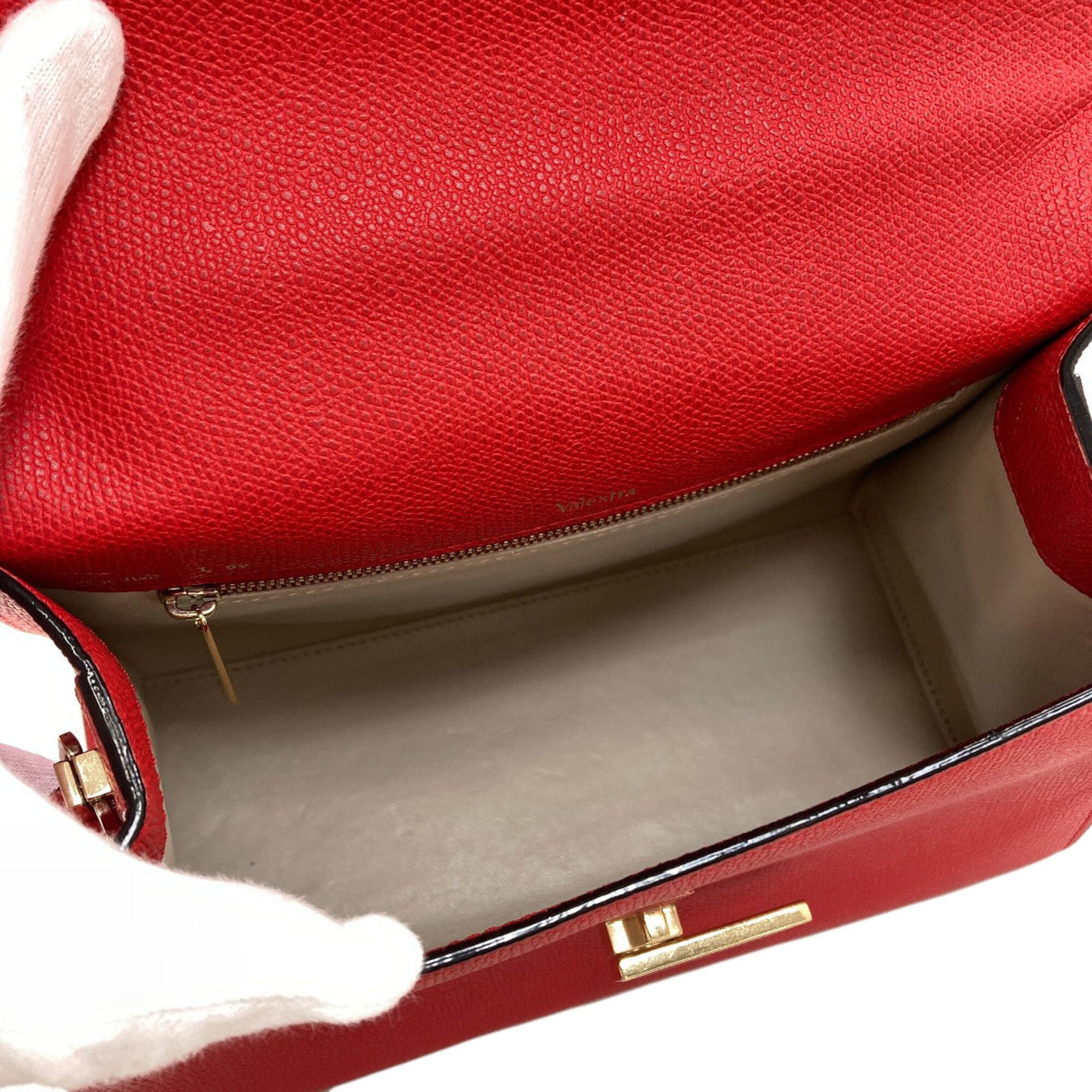 Valextra Red Color Leather Handbag (Pre-Owned)