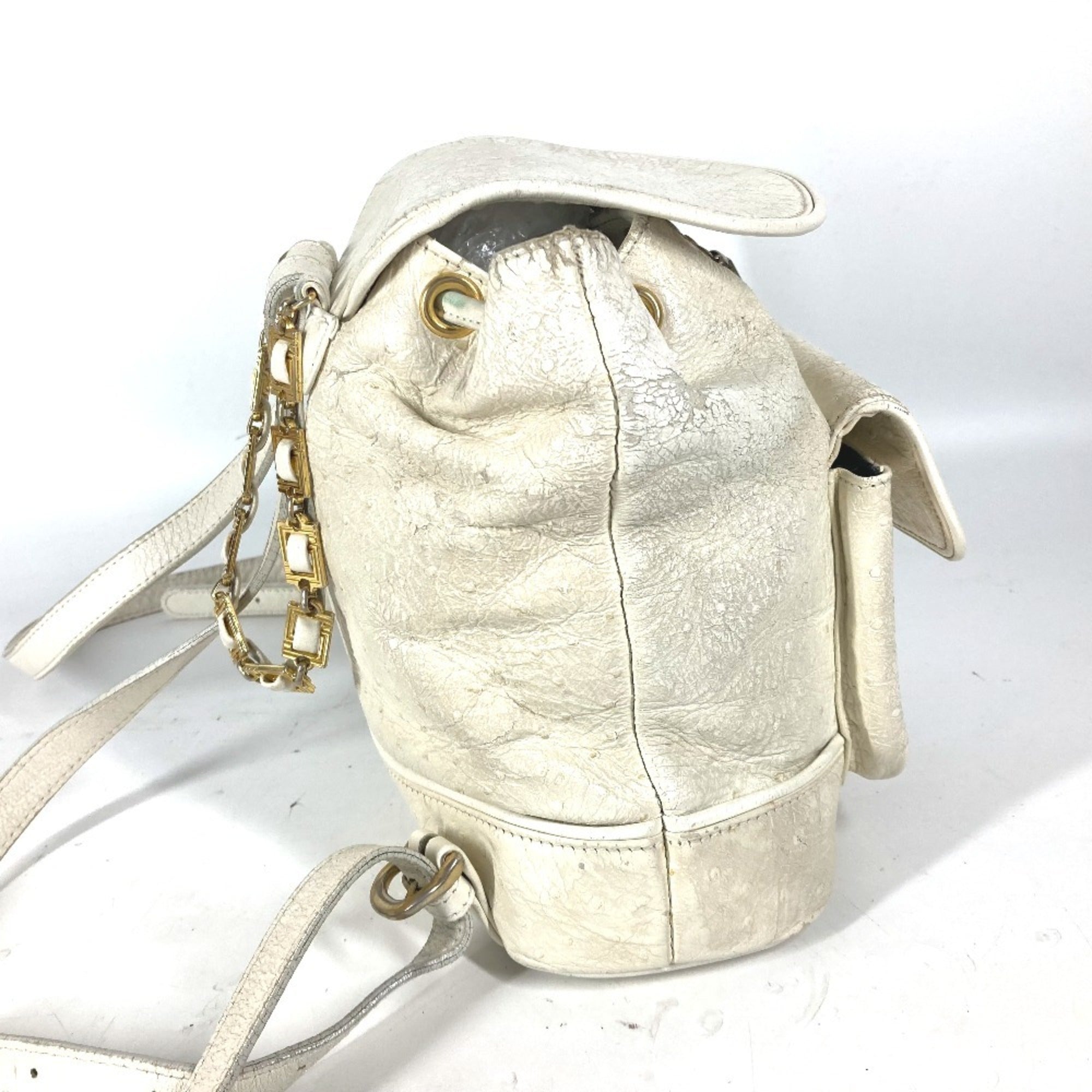 Versace Gold Ivory Leather Backpack (Pre-Owned)