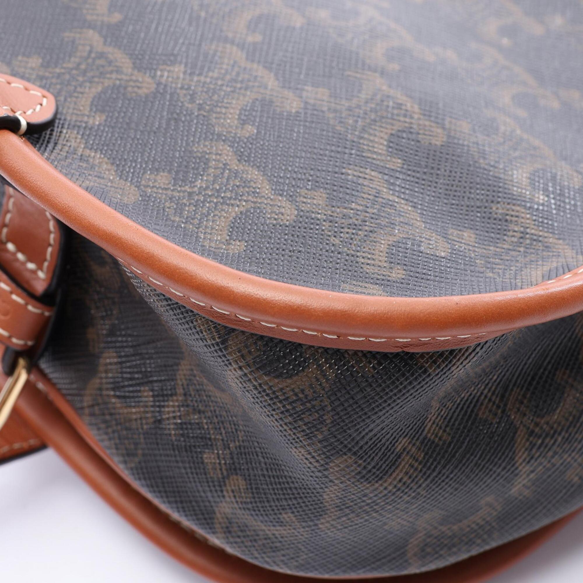 Celine Black Brown Pvc Coated Canvas Leather Shoulder Bag (Pre-Owned)