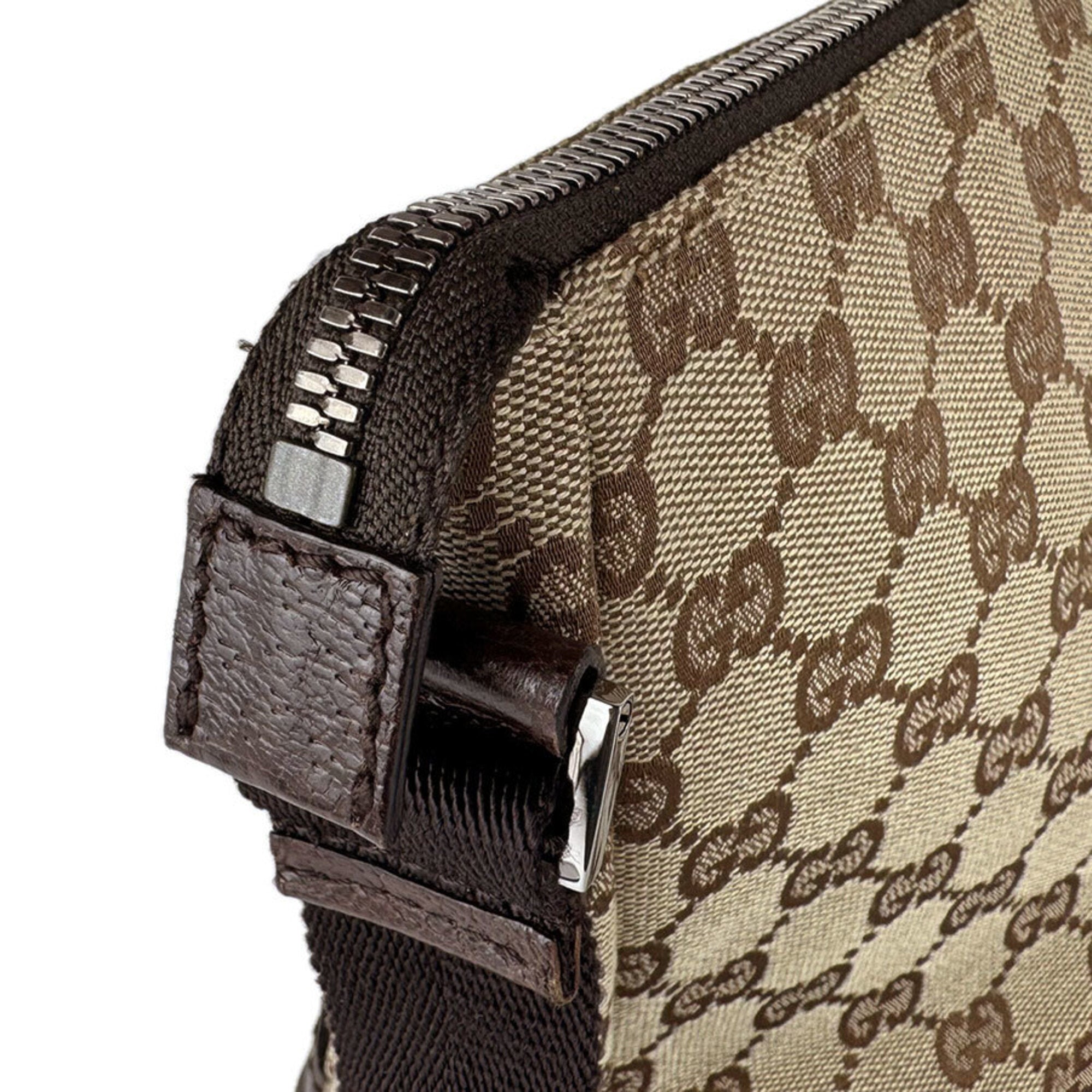 Gucci Brown Brown Gg Gg Canvas Leather Shoulder Bag (Pre-Owned)